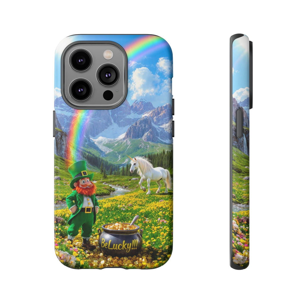 Lucky Leprechaun & Unicorn Phone Case — Rainbow Pot of Gold Protective Cover