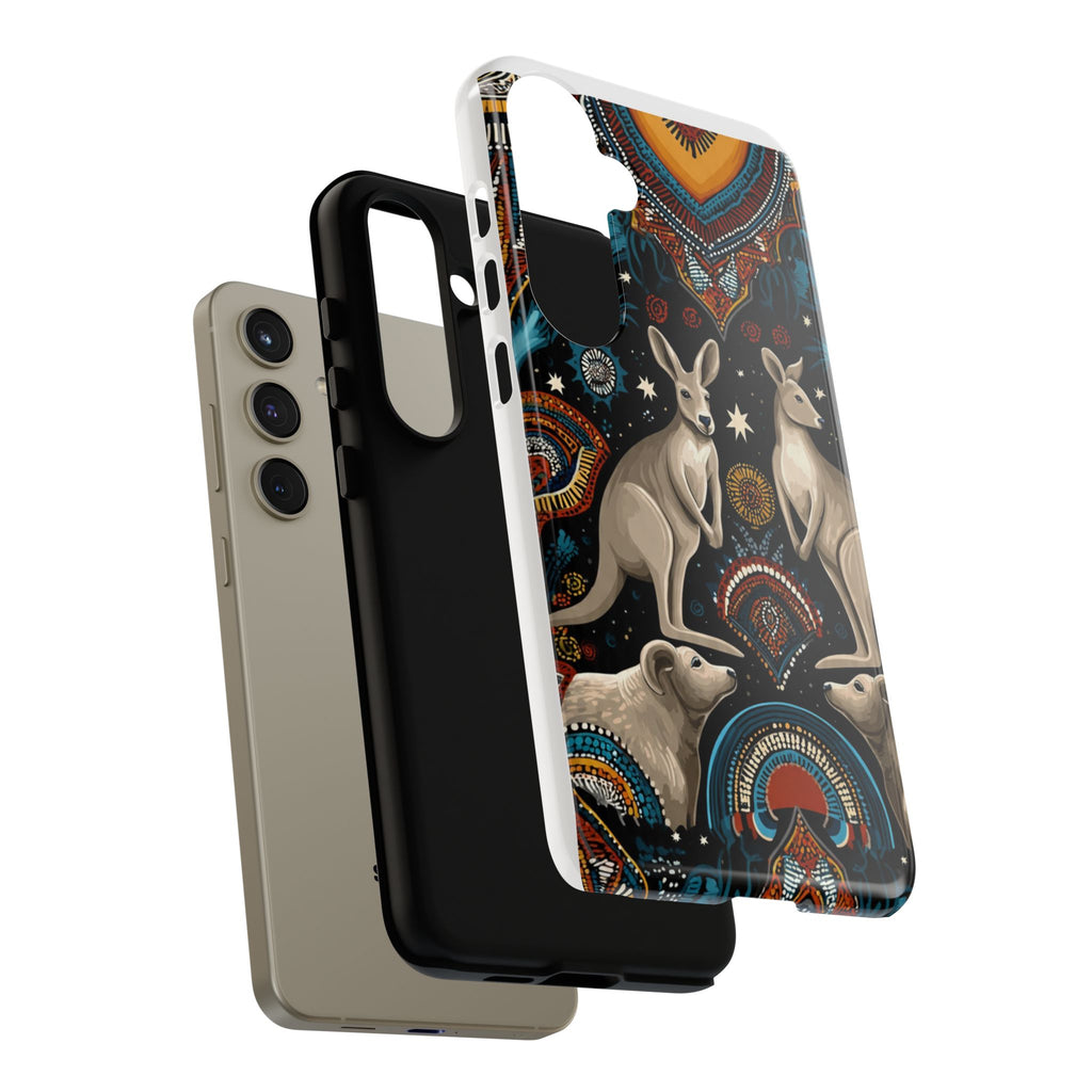 Kangaroo & Boomerang Tough Phone Case — Australian Wildlife Pattern