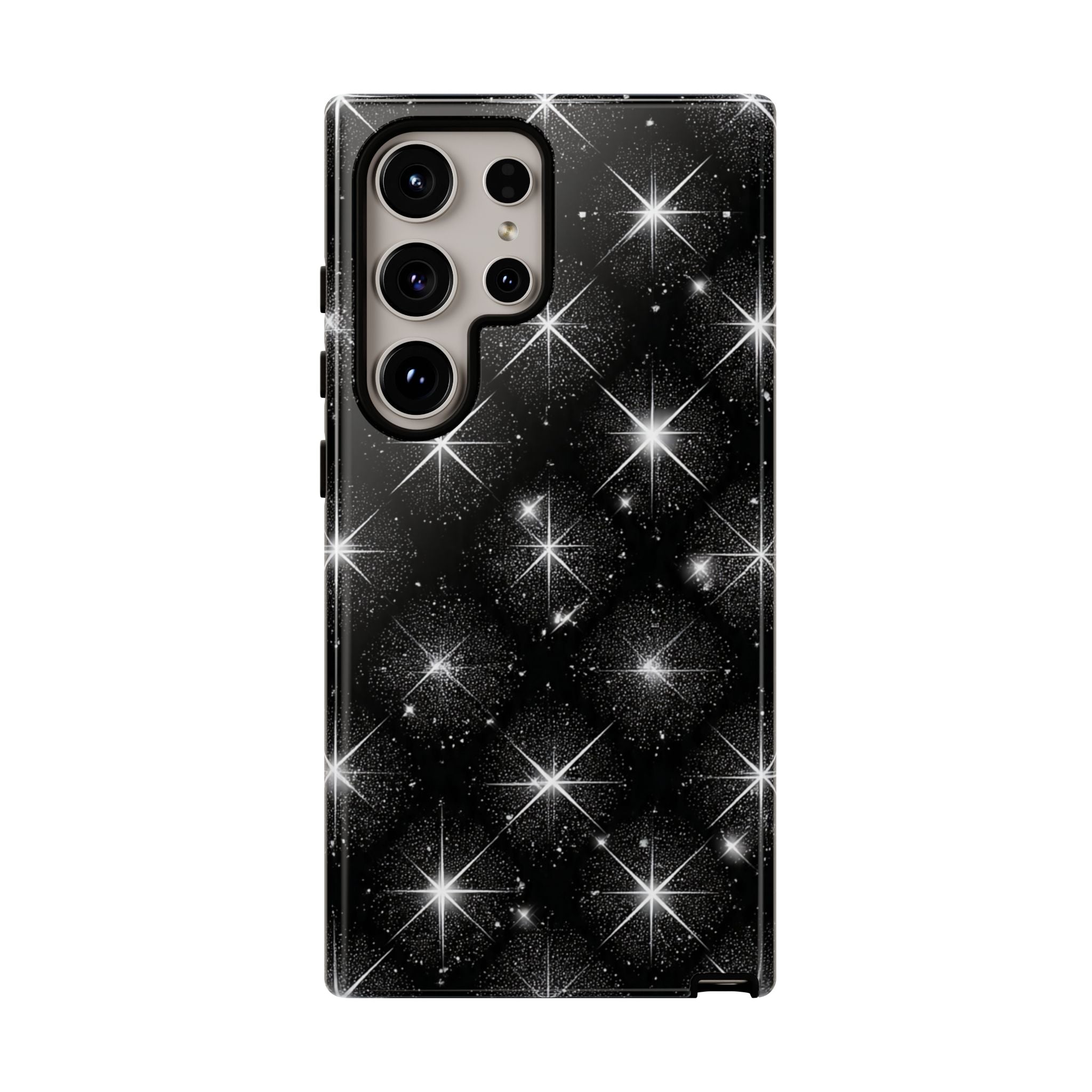 Galaxy Sparkle Tough Phone Case — Black Starfield Protective Cover