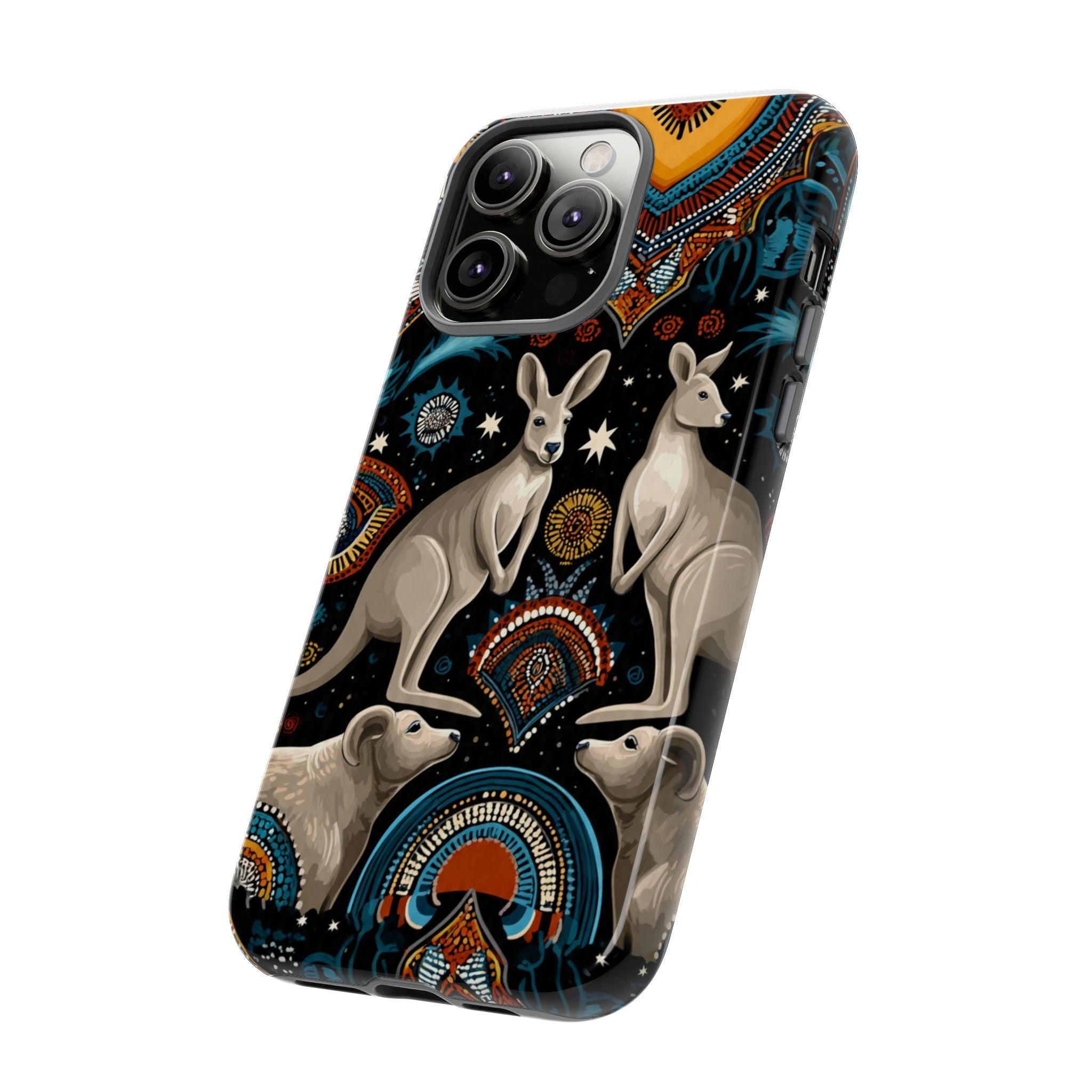 Kangaroo & Boomerang Tough Phone Case — Australian Wildlife Pattern