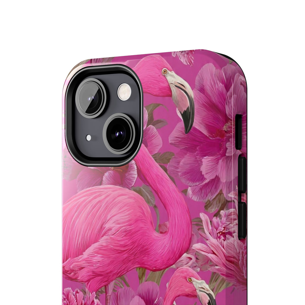 Pink Flamingo Floral Tough Phone Case — Protective iPhone Cover