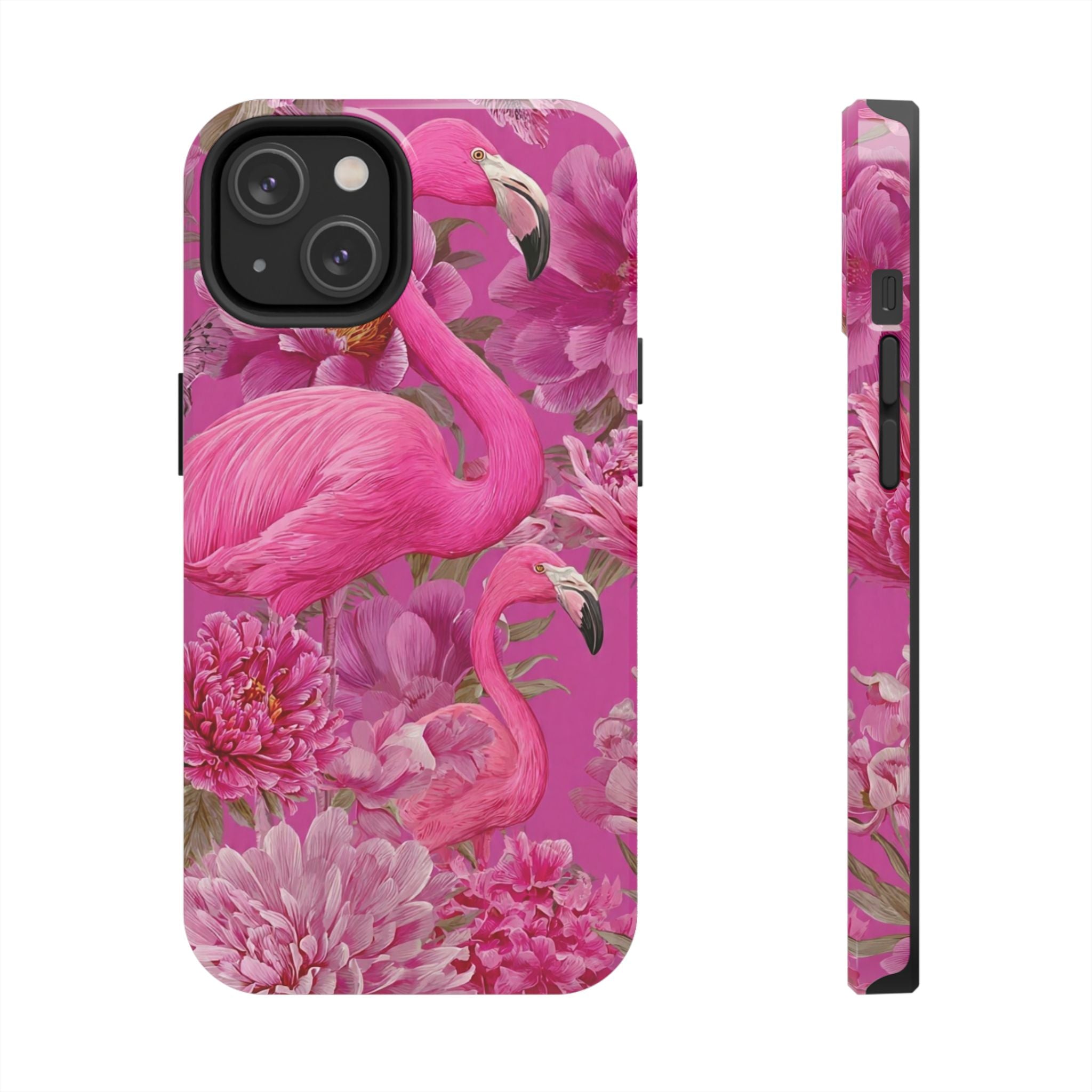 Pink Flamingo Floral Tough Phone Case — Protective iPhone Cover