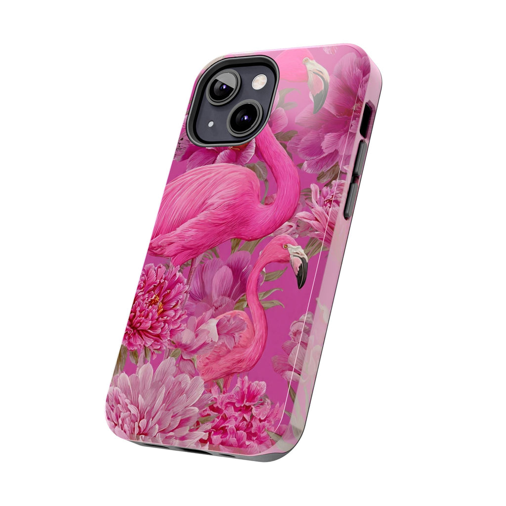 Pink Flamingo Floral Tough Phone Case — Protective iPhone Cover