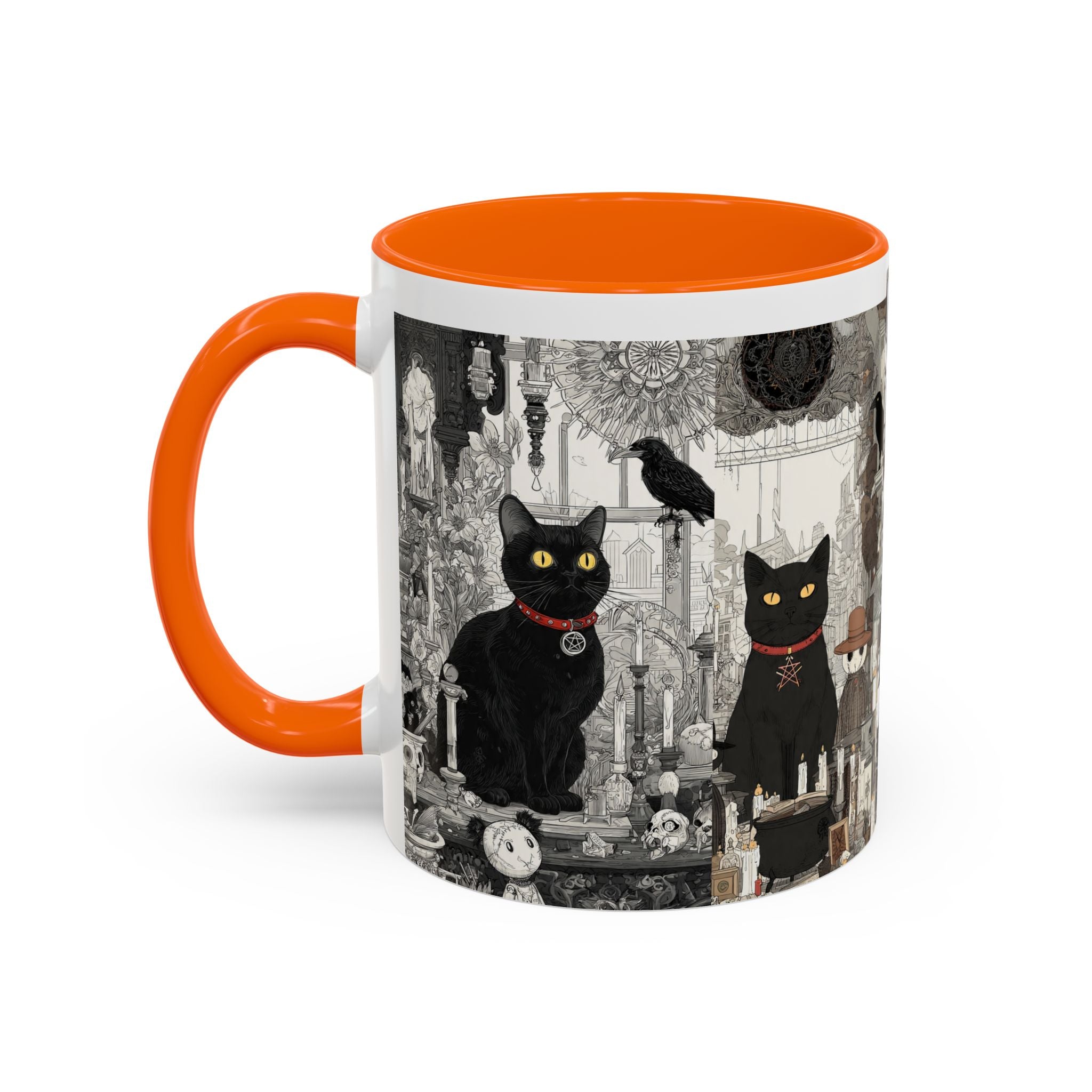 Black Cat Vintage Street Art Coffee Mug — 11/15oz Accent Ceramic