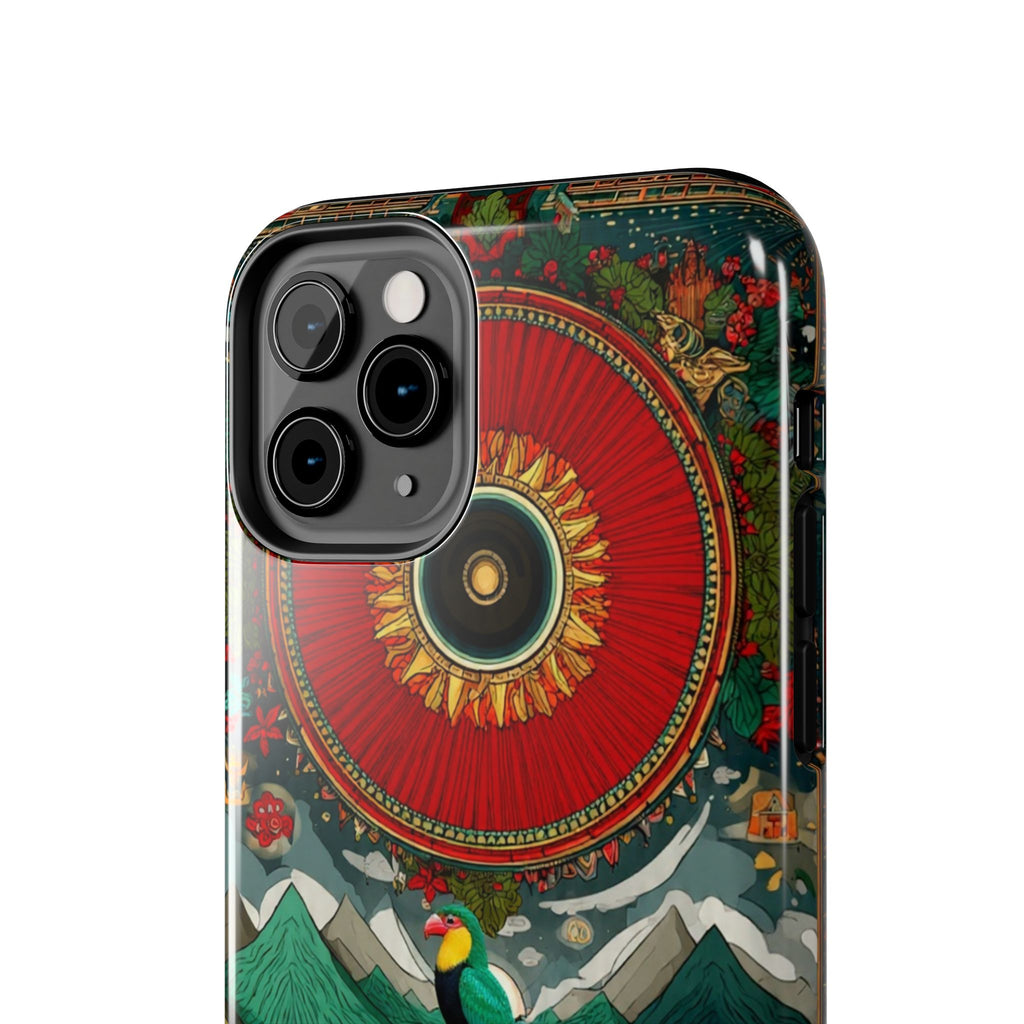 Tough Phone Case — Vibrant Tropical Mountain Bird Design