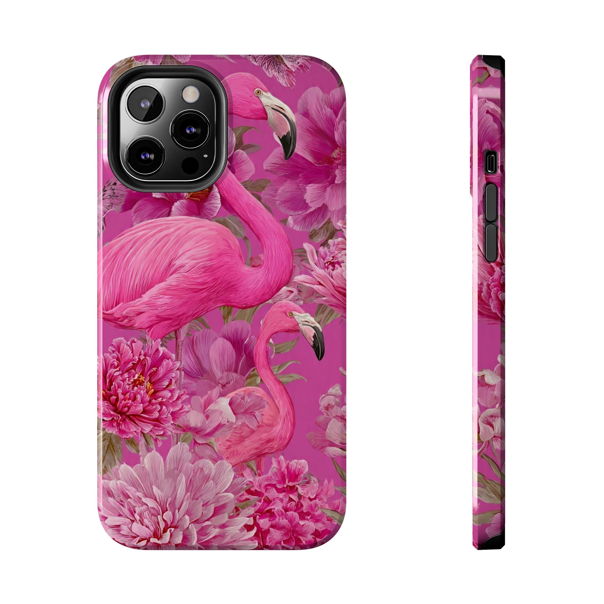Pink Flamingo Floral Tough Phone Case — Protective iPhone Cover