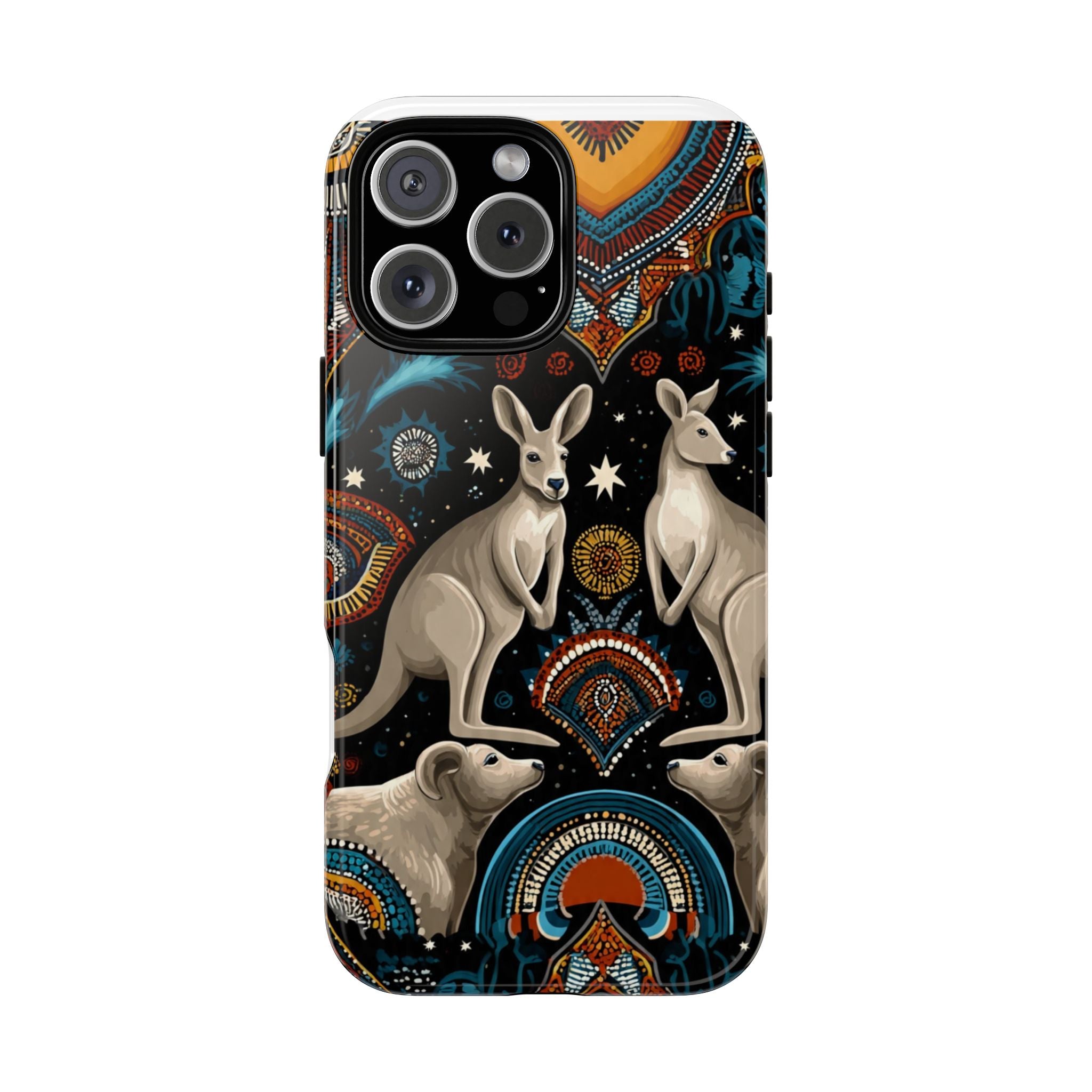 Kangaroo & Boomerang Tough Phone Case — Australian Wildlife Pattern