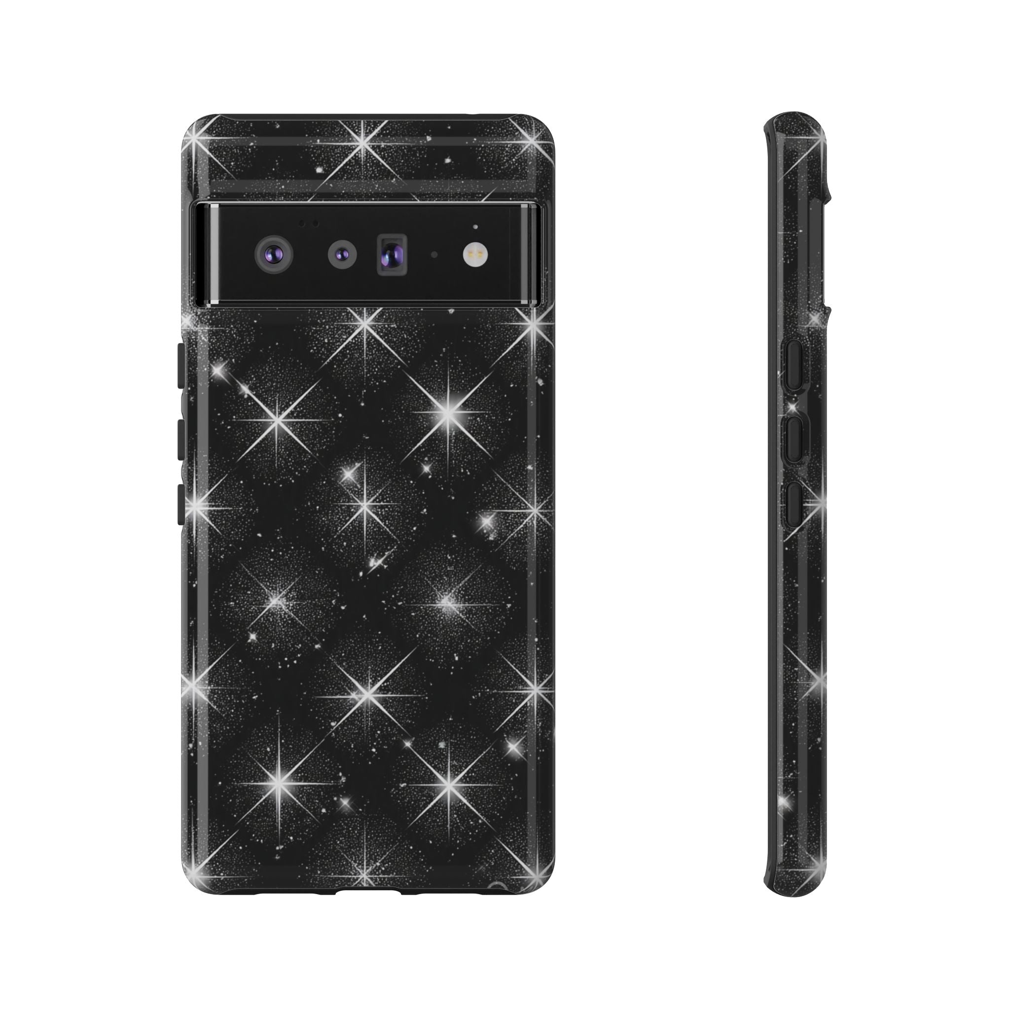 Galaxy Sparkle Tough Phone Case — Black Starfield Protective Cover