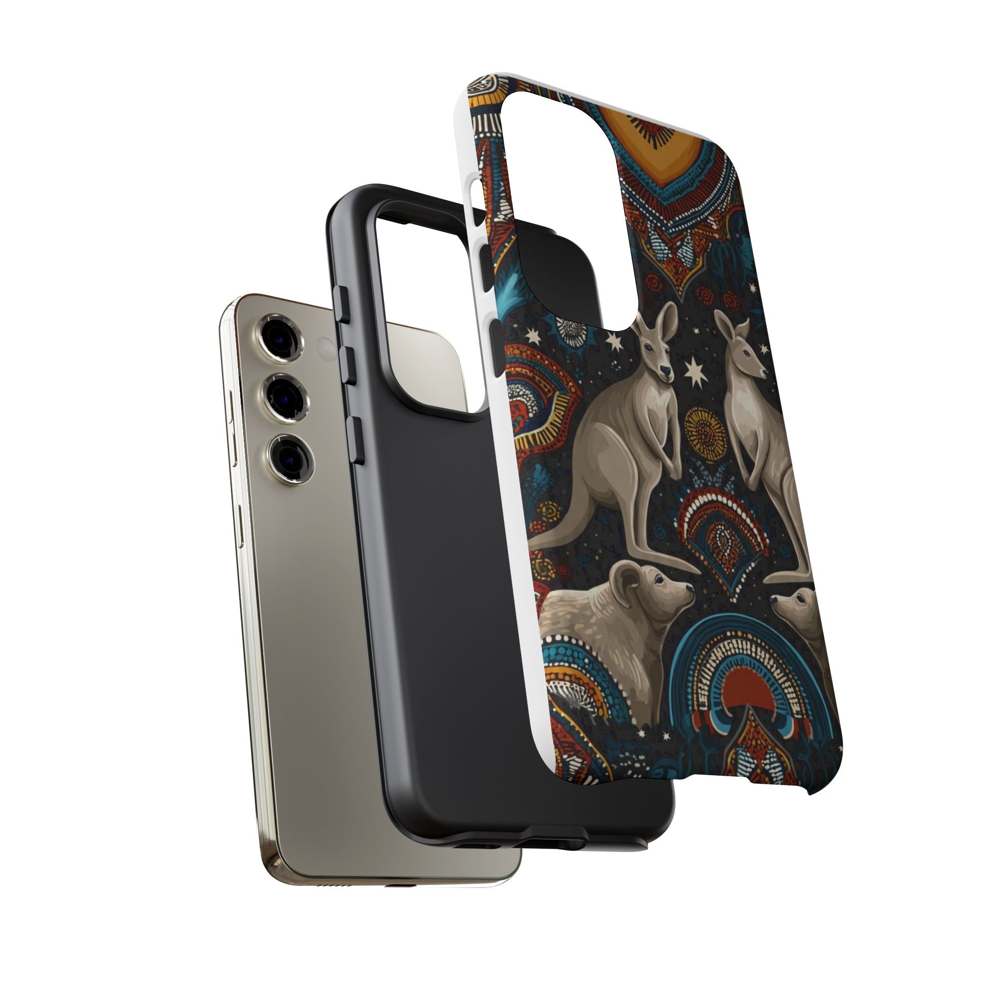 Kangaroo & Boomerang Tough Phone Case — Australian Wildlife Pattern