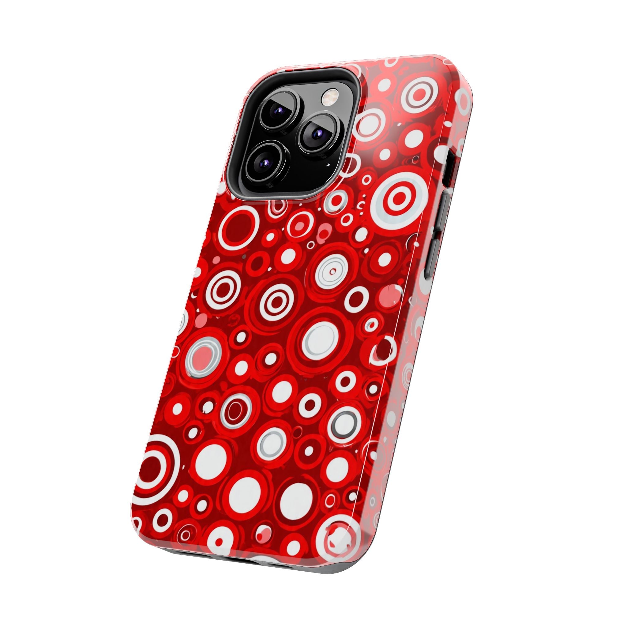 Red Retro Circles Tough Phone Case — Durable Shockproof Protective Cover