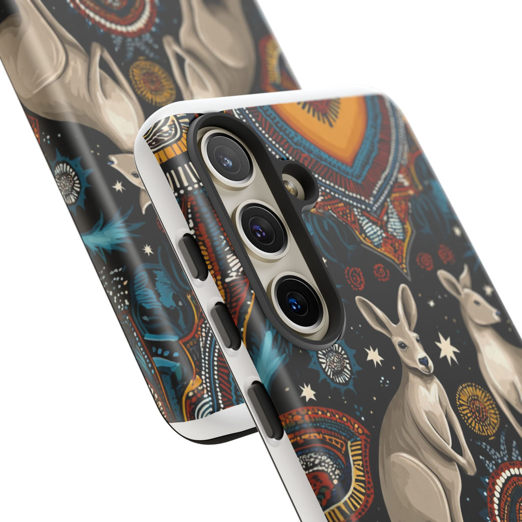 Kangaroo & Boomerang Tough Phone Case — Australian Wildlife Pattern