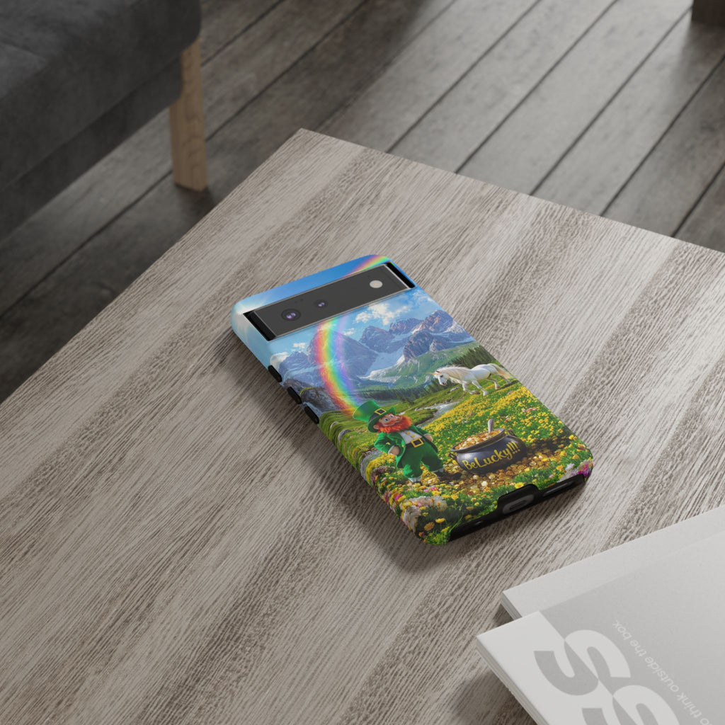 Lucky Leprechaun & Unicorn Phone Case — Rainbow Pot of Gold Protective Cover