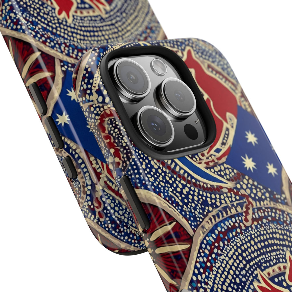 Australian Aboriginal Style Kangaroo Tough Phone Case — Patriotic Dot Art Phone Cover