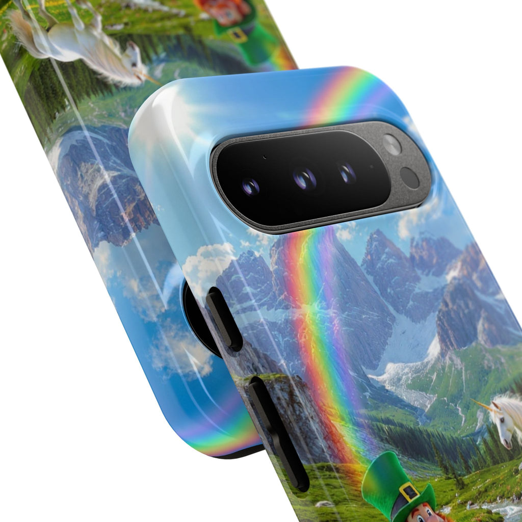 Lucky Leprechaun & Unicorn Phone Case — Rainbow Pot of Gold Protective Cover