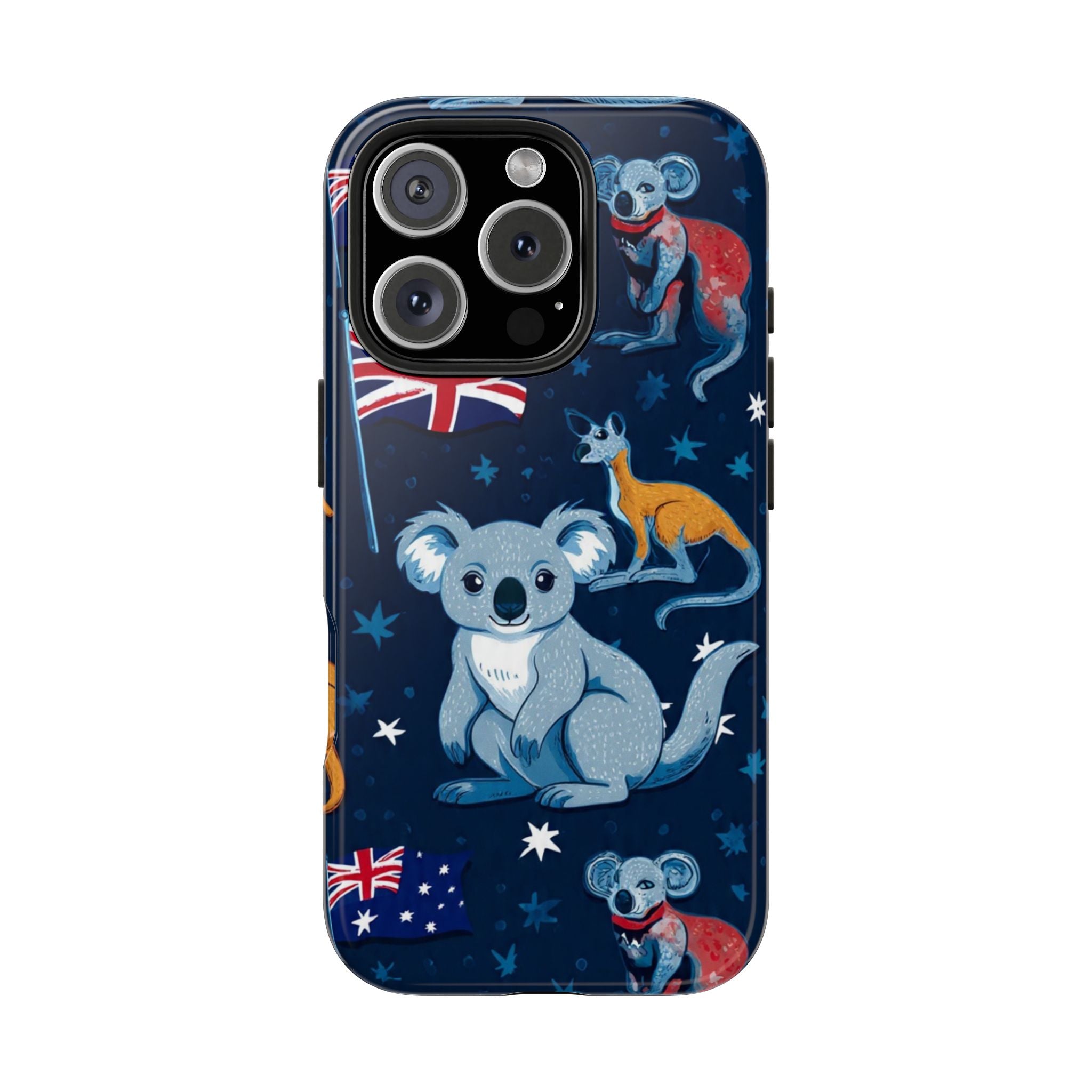 Australian Wildlife Tough Phone Case — Koala & Kangaroo Flag Design