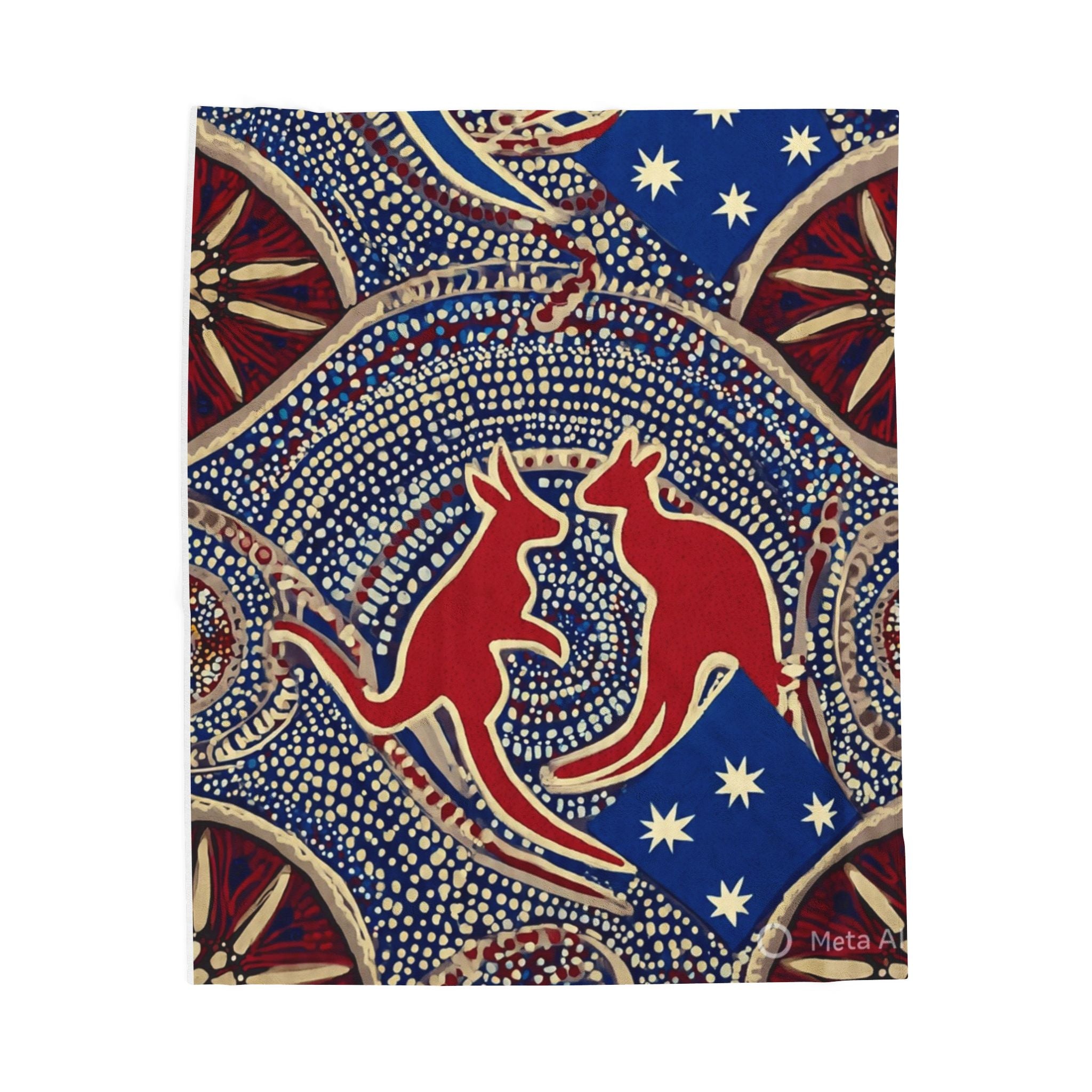 Kangaroo Aboriginal Art Velveteen Plush Blanket