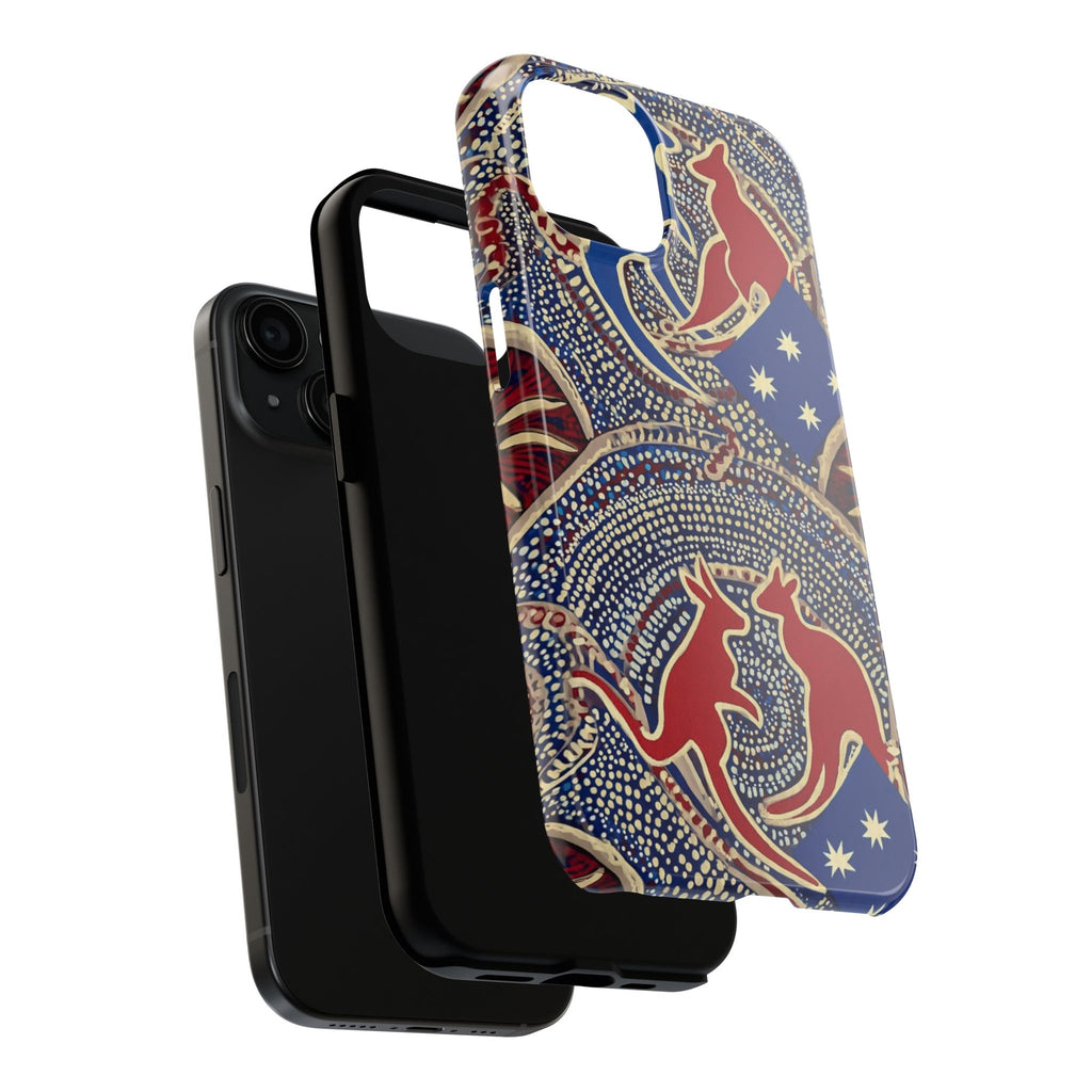 Australian Aboriginal Style Kangaroo Tough Phone Case — Patriotic Dot Art Phone Cover
