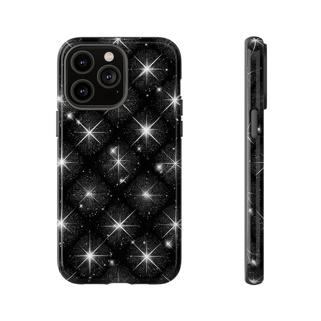 Galaxy Sparkle Tough Phone Case — Black Starfield Protective Cover