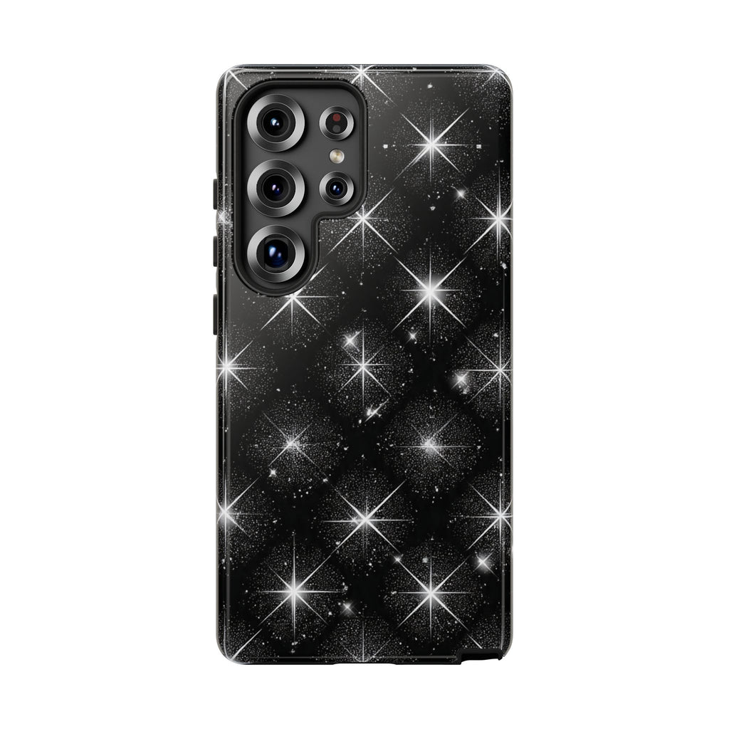 Galaxy Sparkle Tough Phone Case — Black Starfield Protective Cover