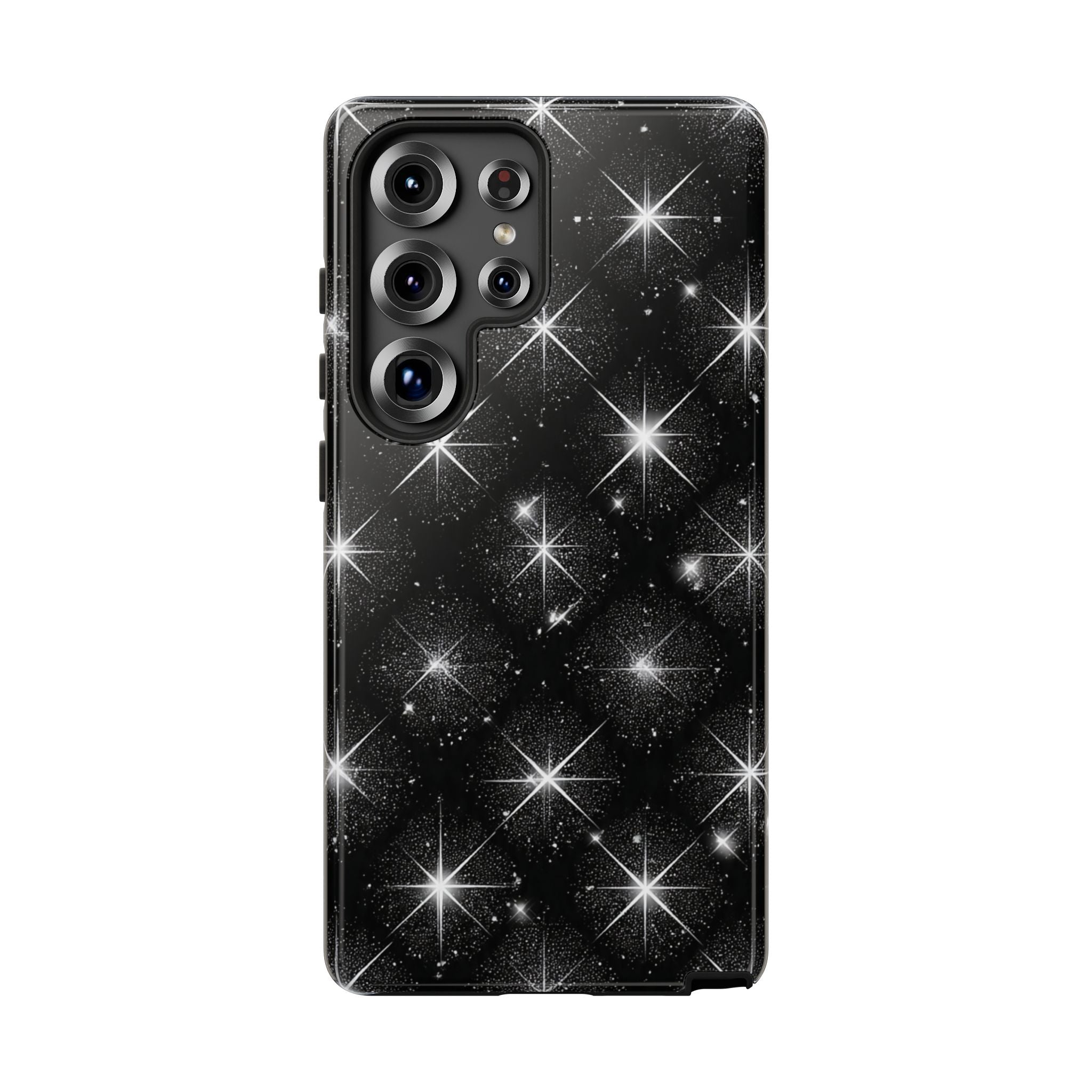 Galaxy Sparkle Tough Phone Case — Black Starfield Protective Cover