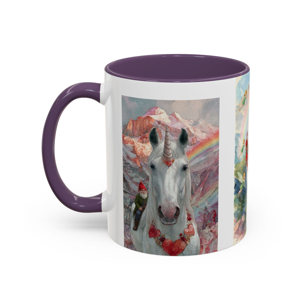 Unicorn Heart Rainbow Accent Coffee Mug — Magical White Unicorn with Heart Garland (11/15oz)