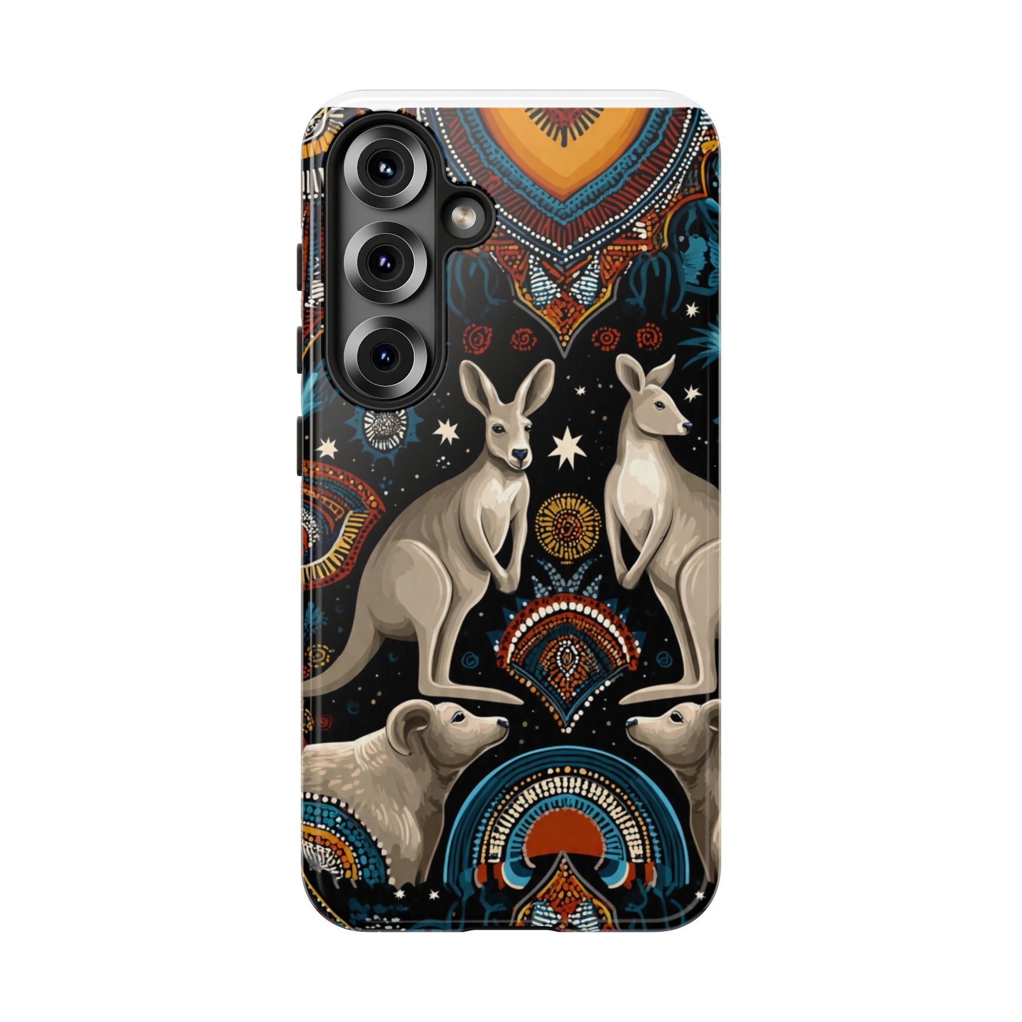Kangaroo & Boomerang Tough Phone Case — Australian Wildlife Pattern