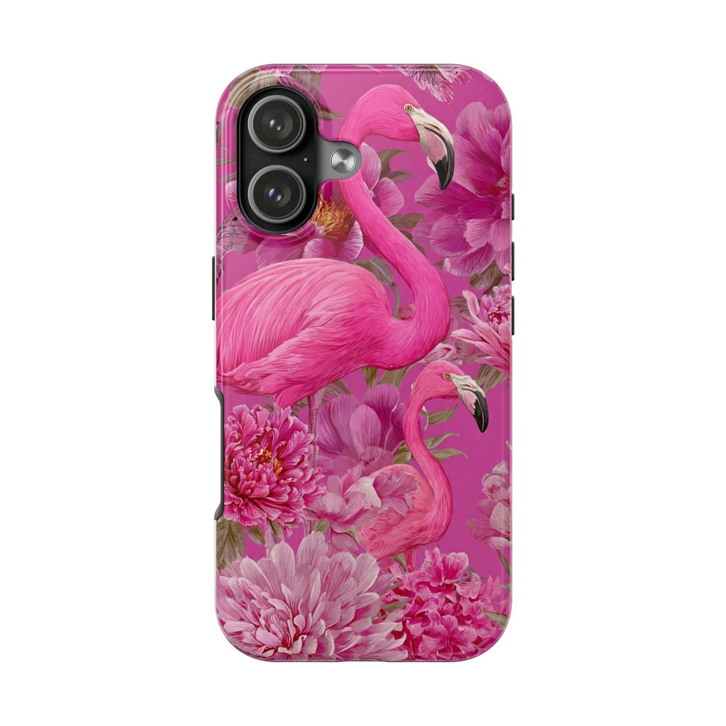 Pink Flamingo Floral Tough Phone Case — Protective iPhone Cover