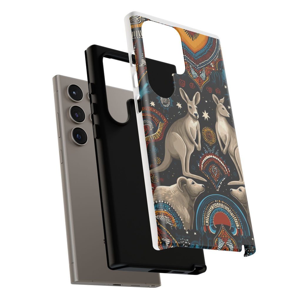 Kangaroo & Boomerang Tough Phone Case — Australian Wildlife Pattern