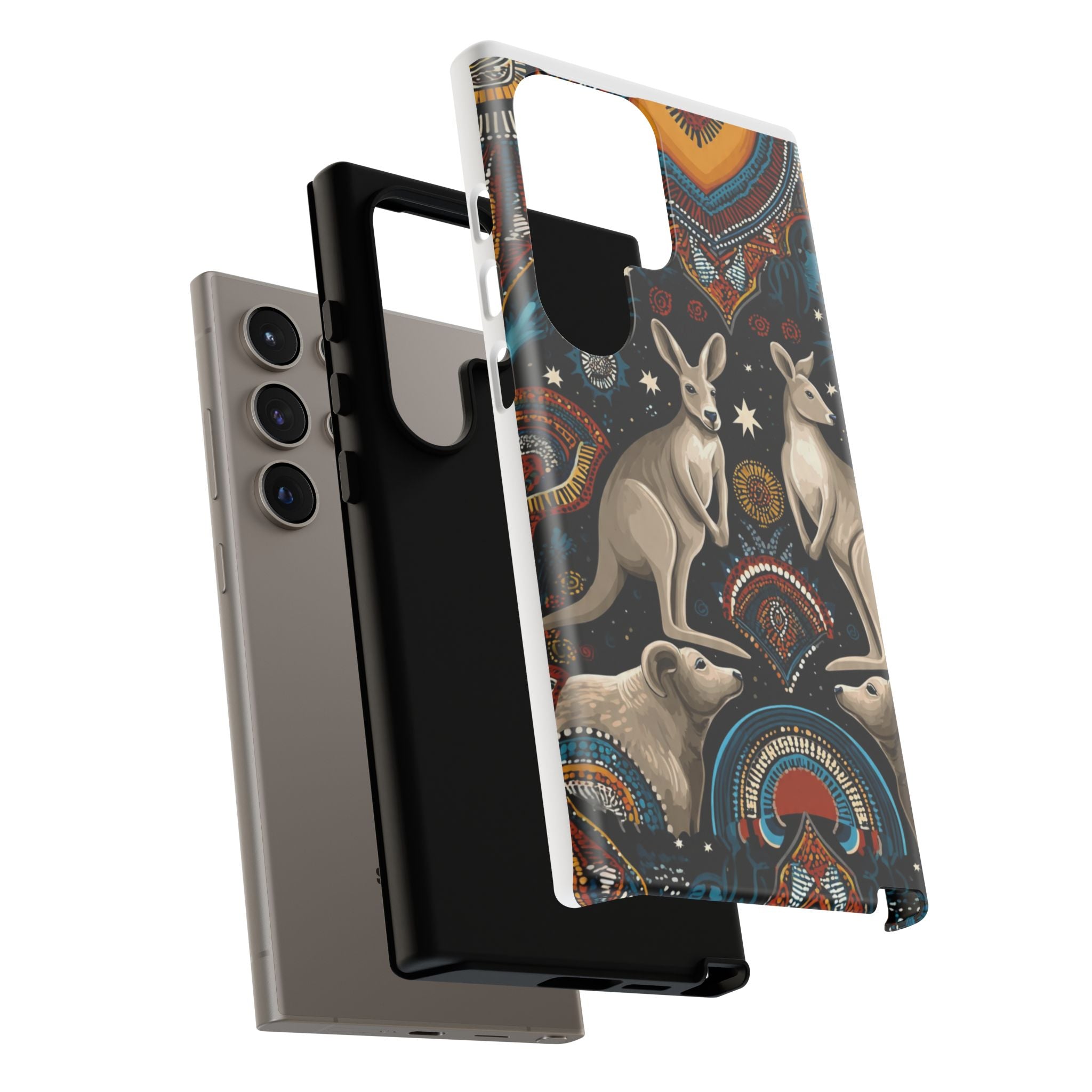 Kangaroo & Boomerang Tough Phone Case — Australian Wildlife Pattern