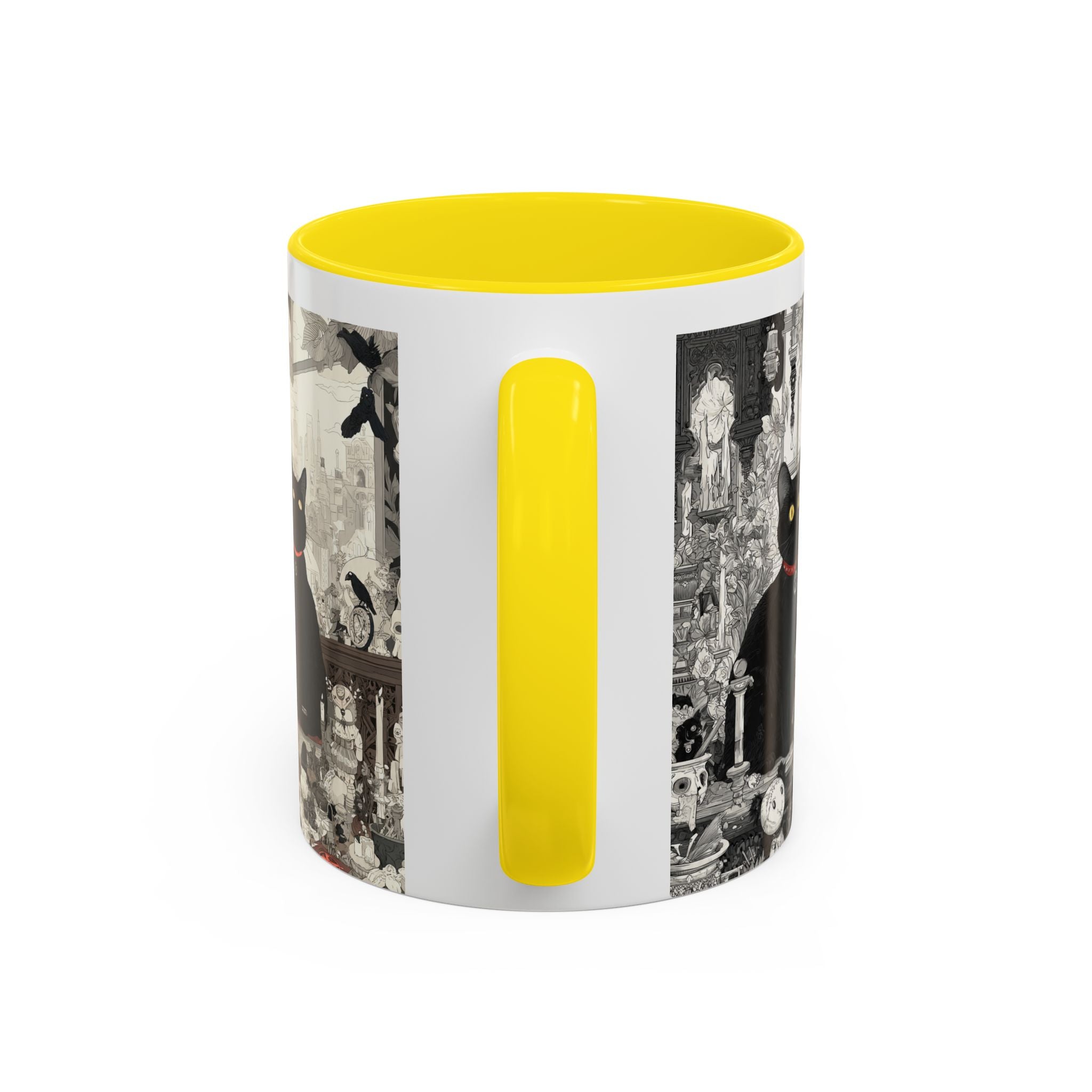 Black Cat Vintage Street Art Coffee Mug — 11/15oz Accent Ceramic