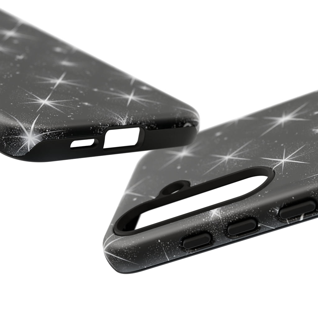 Galaxy Sparkle Tough Phone Case — Black Starfield Protective Cover