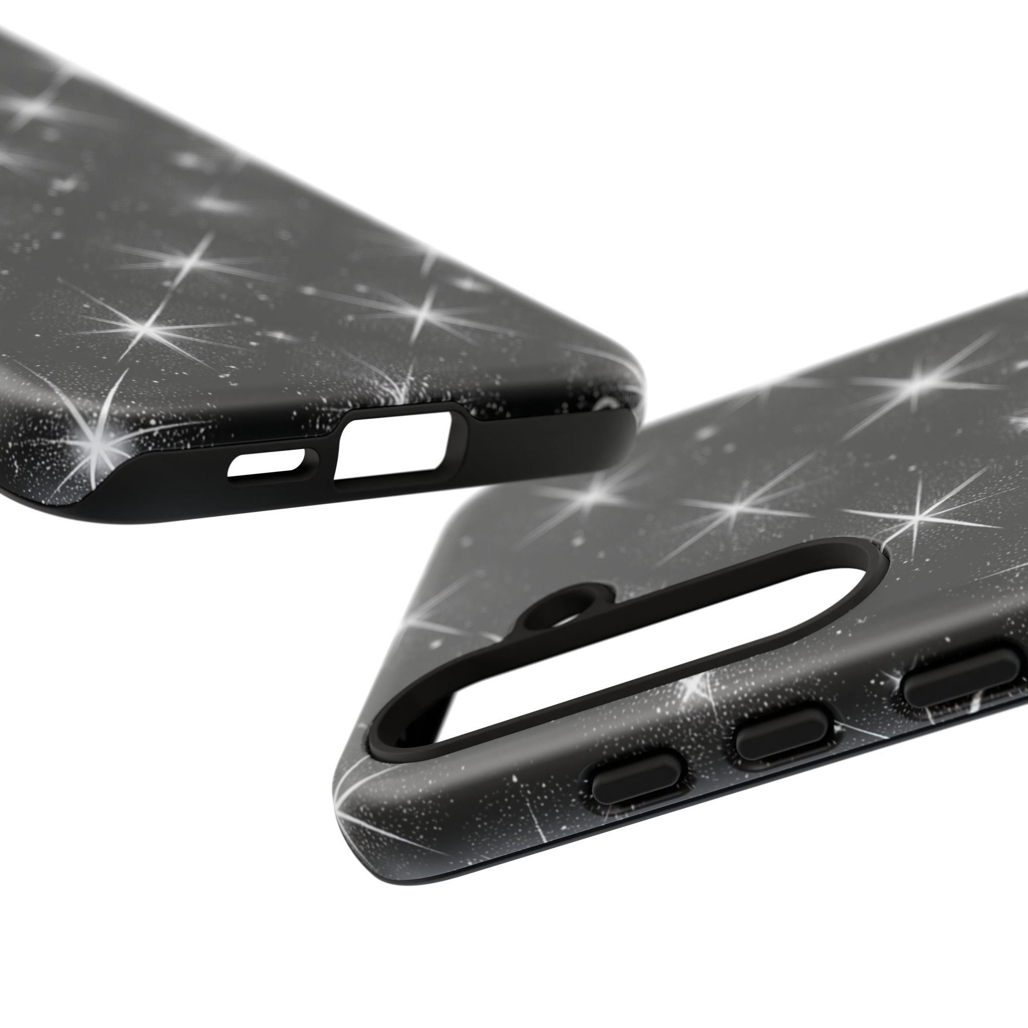 Galaxy Sparkle Tough Phone Case — Black Starfield Protective Cover
