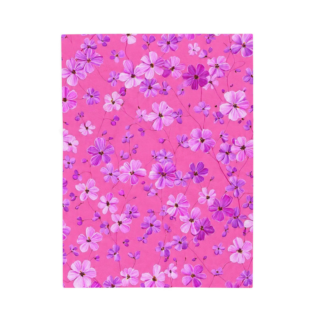 Velveteen Plush Blanket — Pink Floral Cherry Blossom Throw for Cozy Home & Gifts