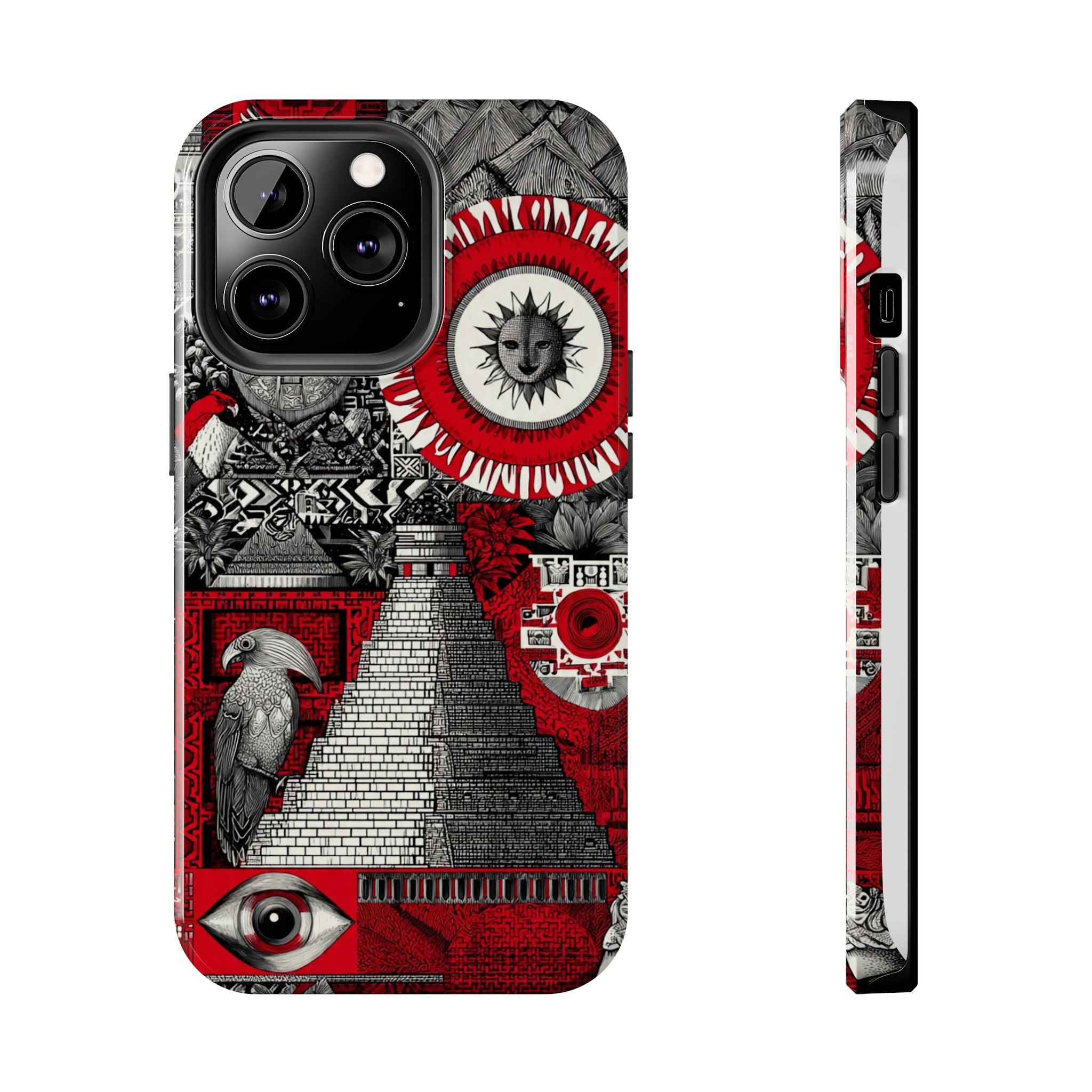 Tough Phone Case — Red Inca Pyramid Collage (Sun & Raven)