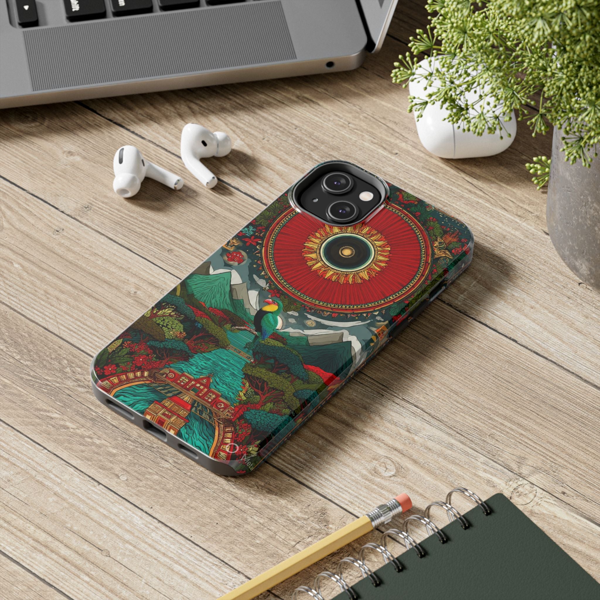 Tough Phone Case — Vibrant Tropical Mountain Bird Design