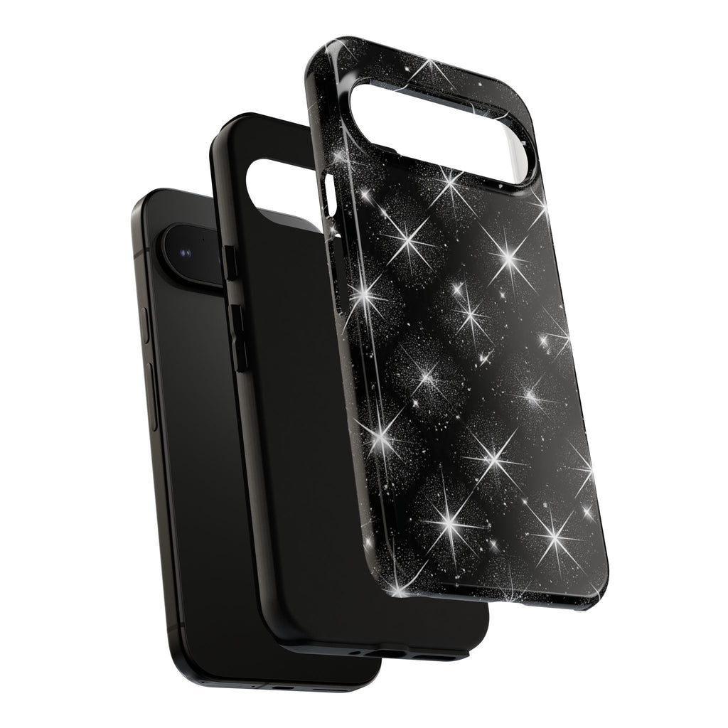 Galaxy Sparkle Tough Phone Case — Black Starfield Protective Cover