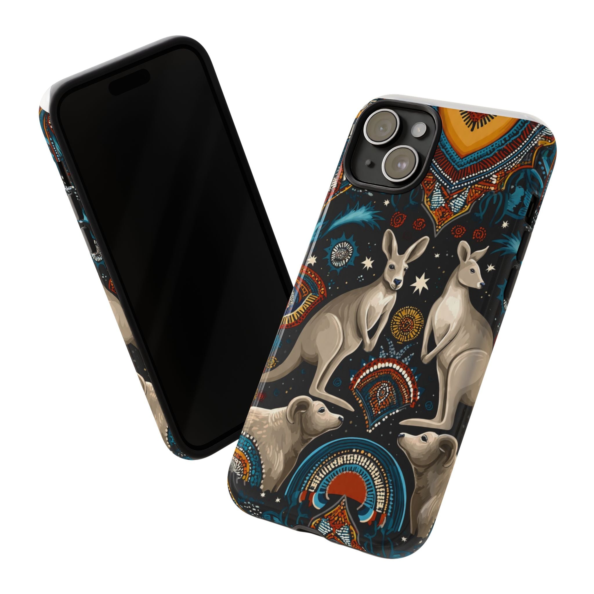 Kangaroo & Boomerang Tough Phone Case — Australian Wildlife Pattern