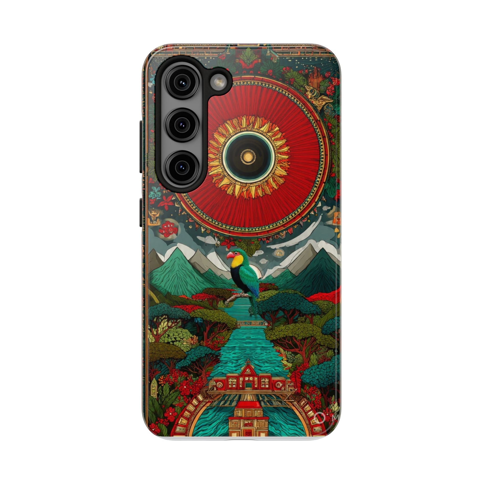 Tough Phone Case — Vibrant Tropical Mountain Bird Design