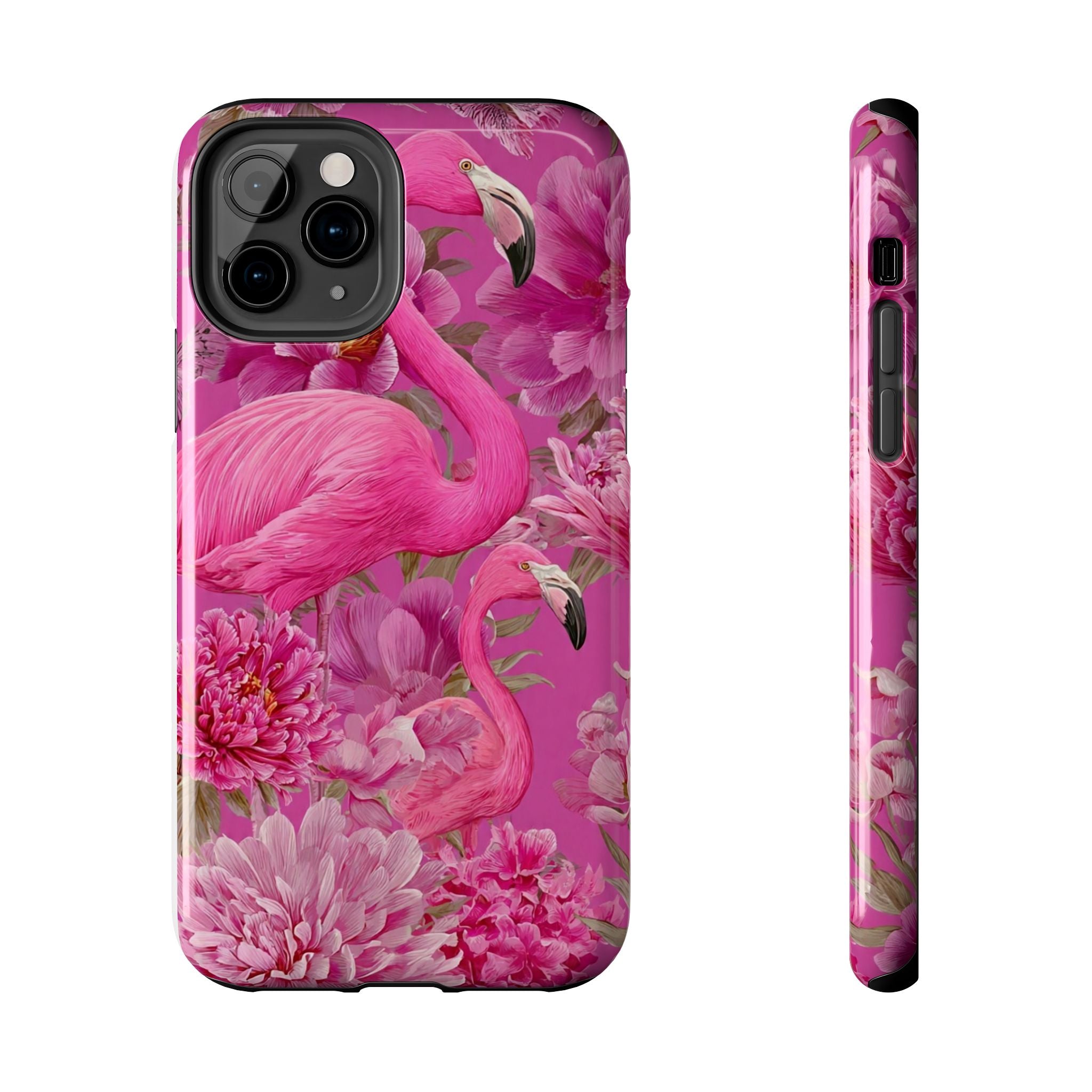 Pink Flamingo Floral Tough Phone Case — Protective iPhone Cover