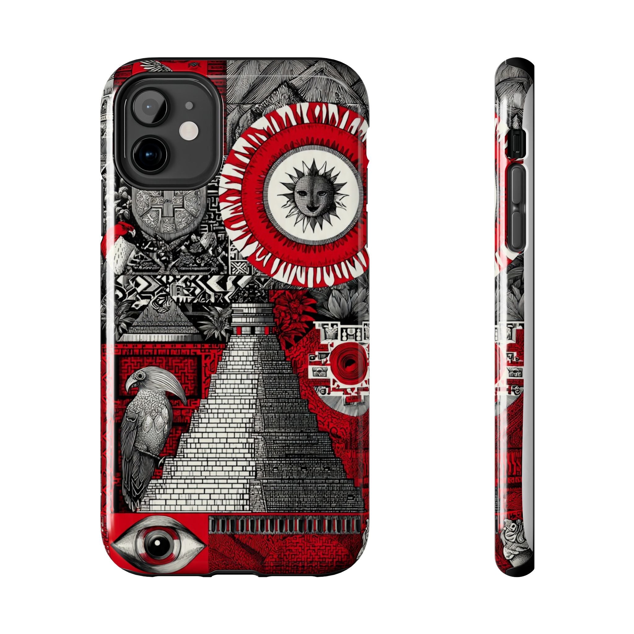 Tough Phone Case — Red Inca Pyramid Collage (Sun & Raven)