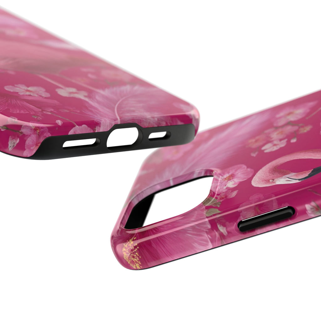 Flamingo Floral Tough Phone Case — Pink Tropical Feather Design