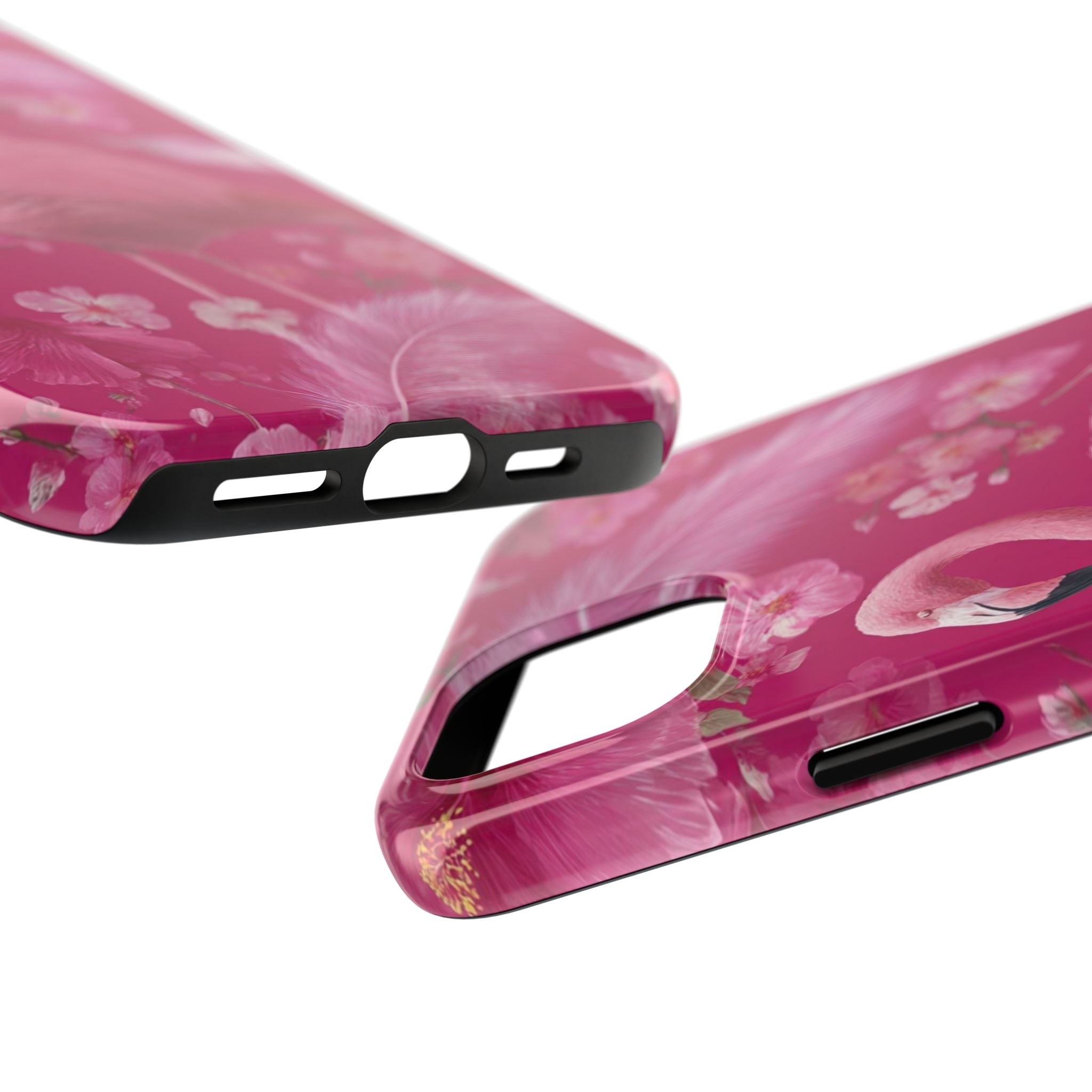 Flamingo Floral Tough Phone Case — Pink Tropical Feather Design