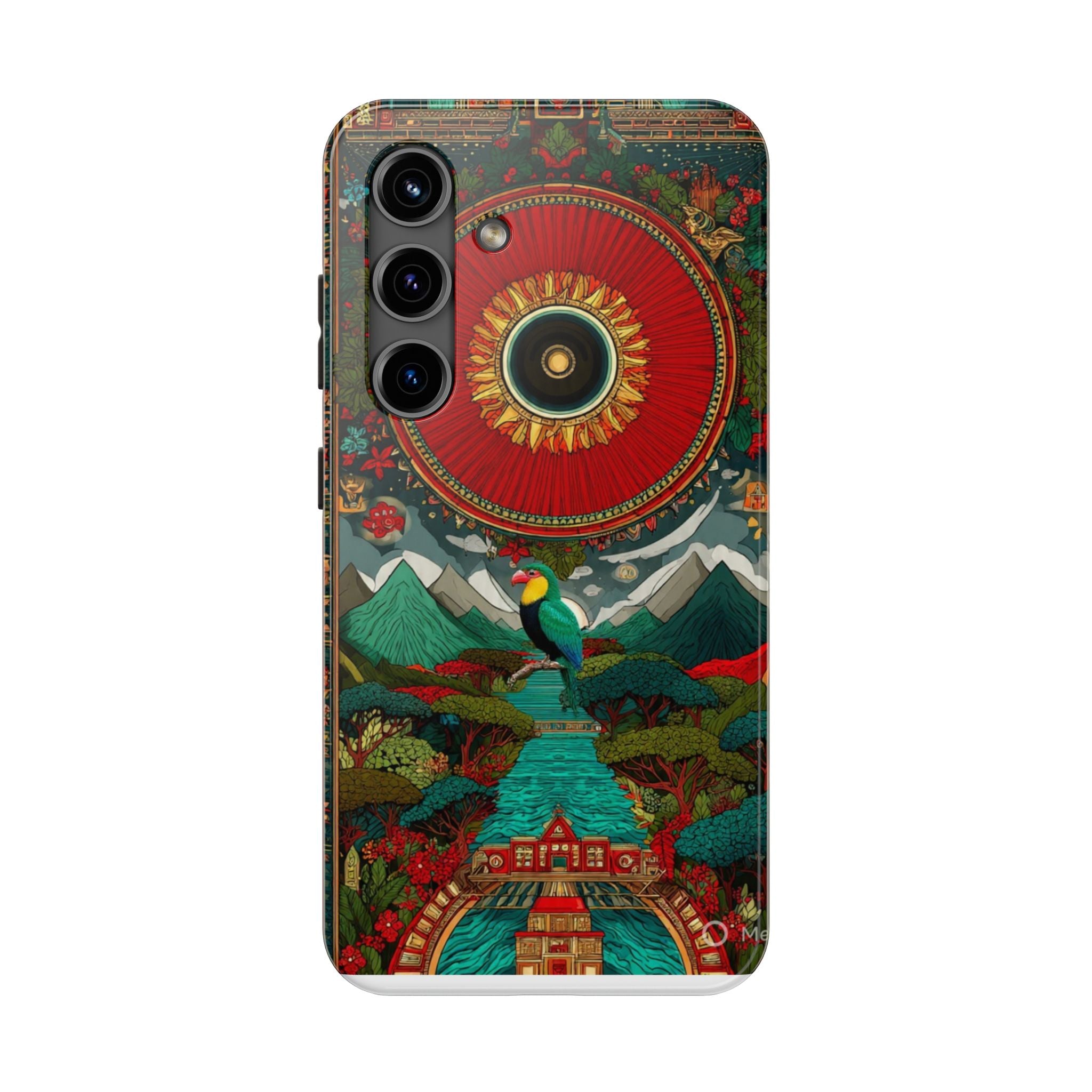Tough Phone Case — Vibrant Tropical Mountain Bird Design