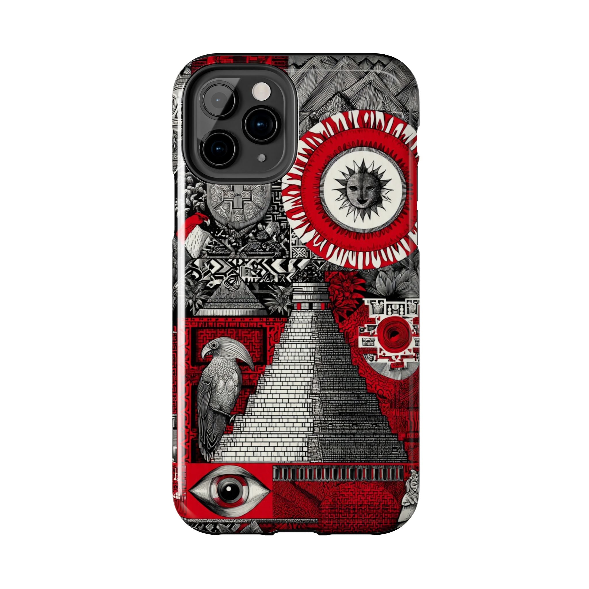 Tough Phone Case — Red Inca Pyramid Collage (Sun & Raven)
