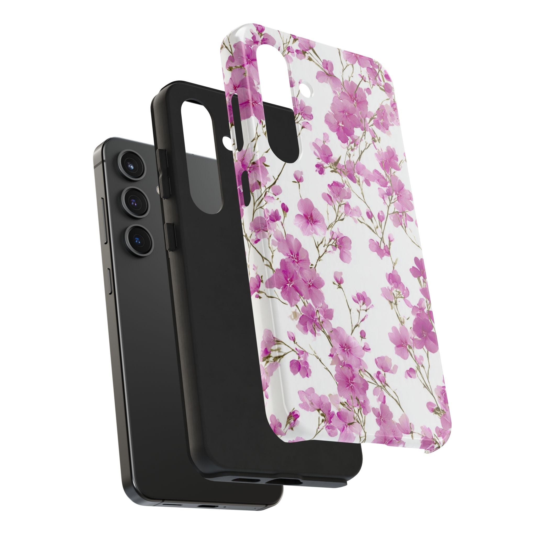 Floral Pink Blossoms Tough Phone Case — Durable Protective Phone Cover with Watercolor Cherry Blossom Design