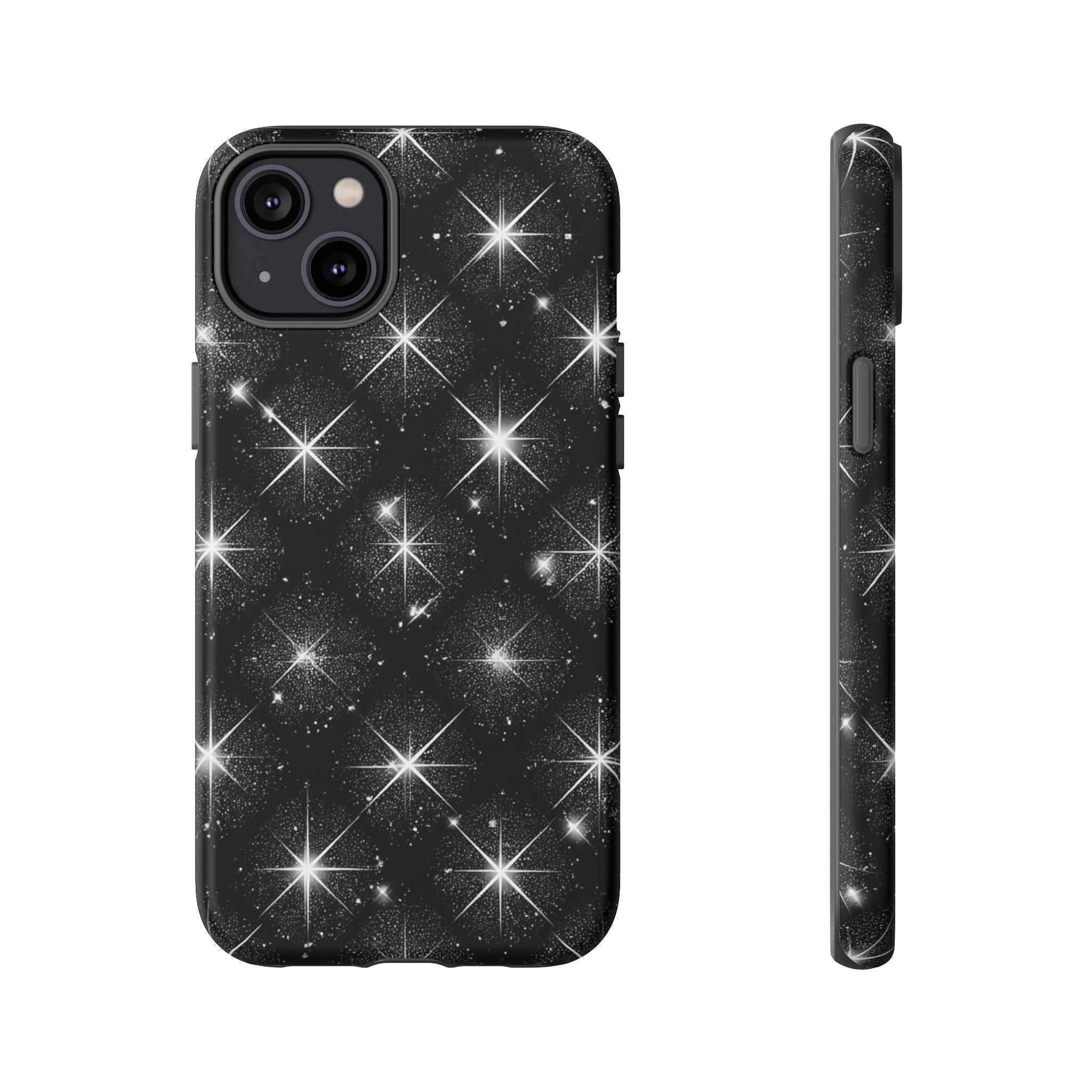 Galaxy Sparkle Tough Phone Case — Black Starfield Protective Cover