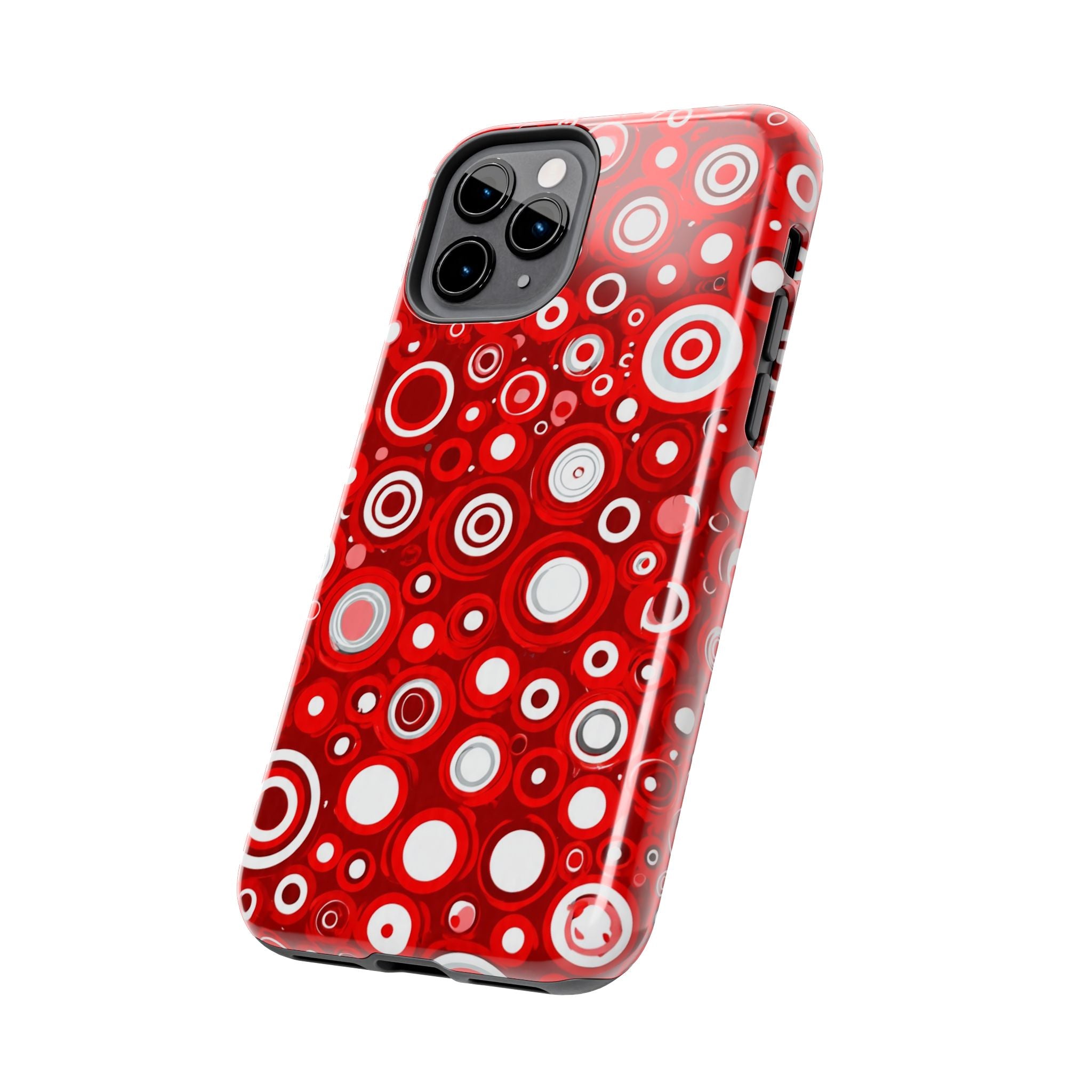 Red Retro Circles Tough Phone Case — Durable Shockproof Protective Cover