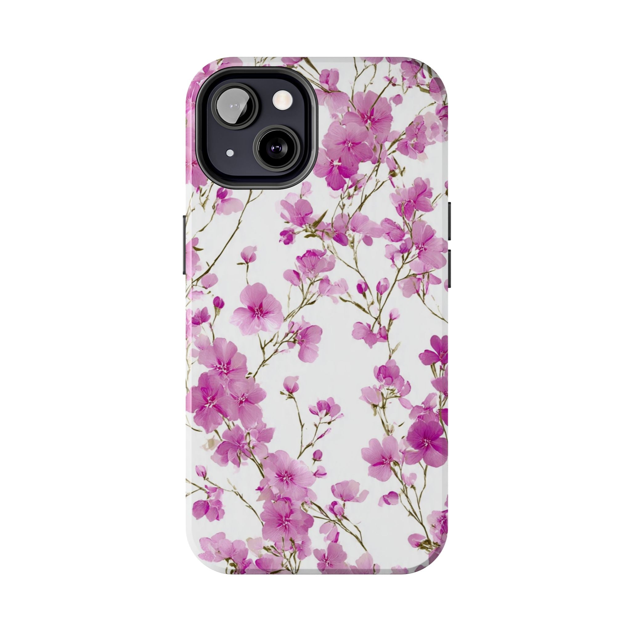 Floral Pink Blossoms Tough Phone Case — Durable Protective Phone Cover with Watercolor Cherry Blossom Design