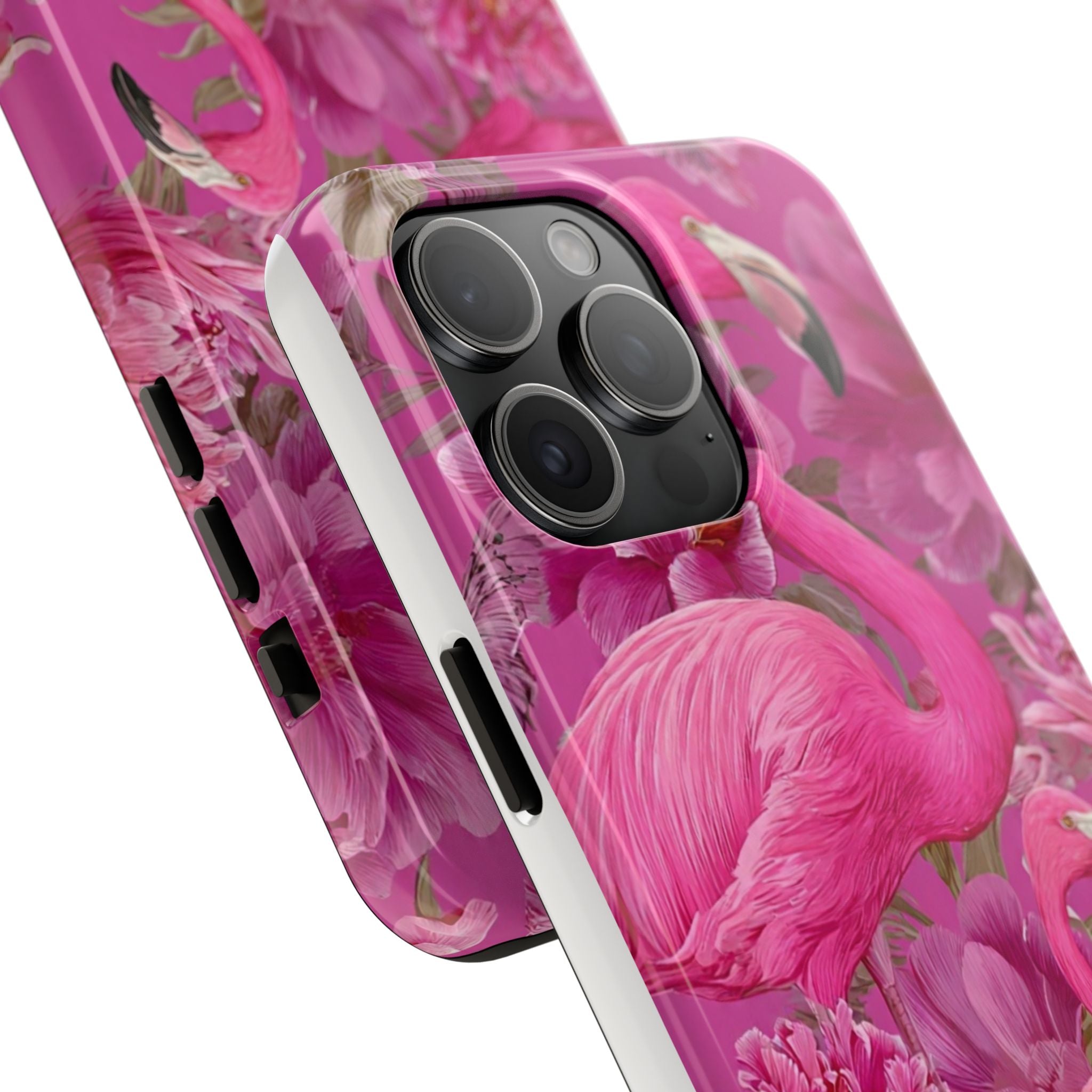 Pink Flamingo Floral Tough Phone Case — Protective iPhone Cover