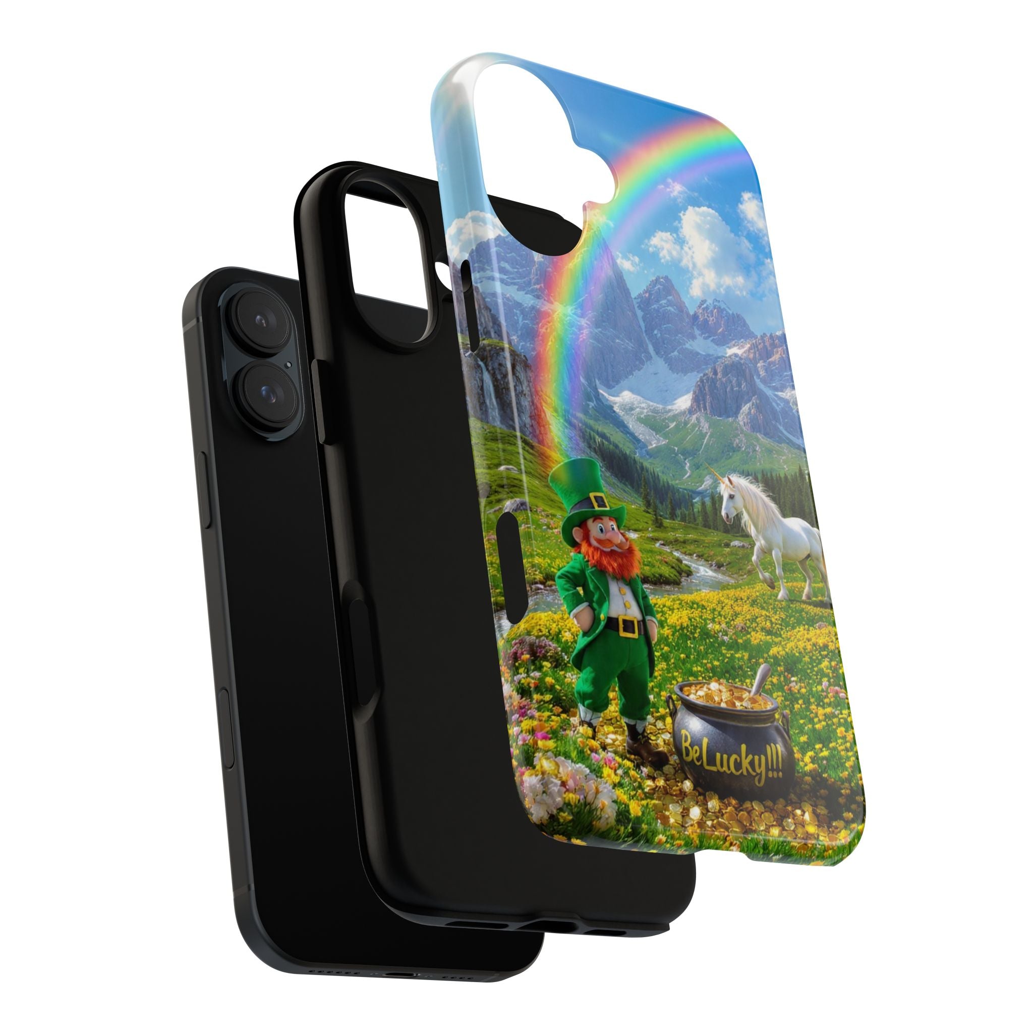 Lucky Leprechaun & Unicorn Phone Case — Rainbow Pot of Gold Protective Cover